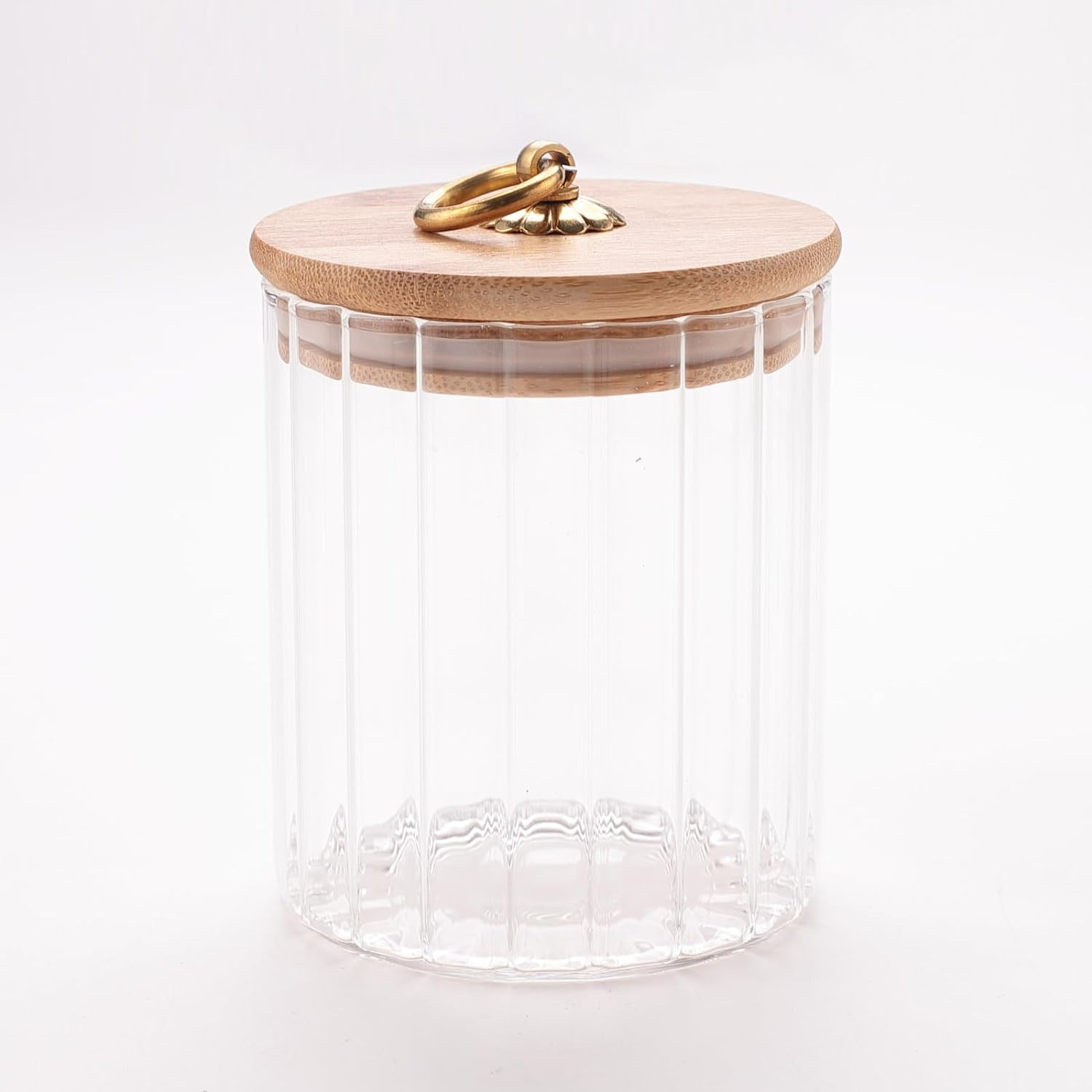 Kuber Industries Glass Jar | Multi-Utility Kitchen Organizer | Airtight Bamboo Lid & Spoon | Food Storage Jar with Metal Loop | Cookies Storage Jar | 530 ML | LP019 | Transparent