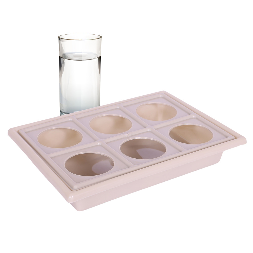 Kuber Industries Glass Tray | Plastic Glass Holder | Tray with Cutout Handles | Glass Serving Tray | Glass Holder Tray for Seving | Kitchen Serving Tray | Beige