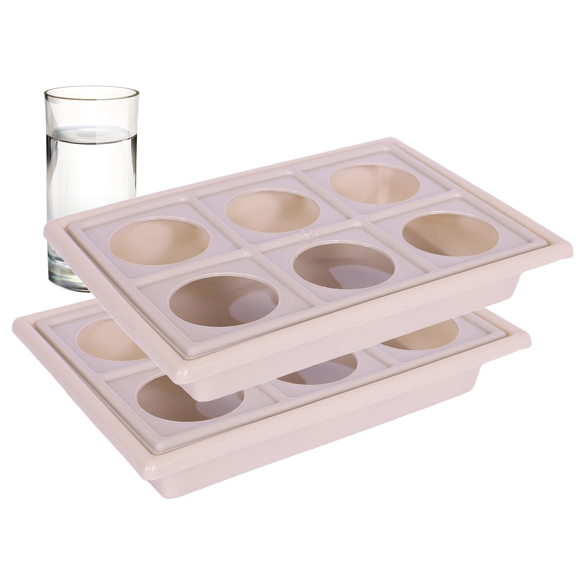 Kuber Industries Glass Tray | Plastic Glass Holder | Tray with Cutout Handles | Glass Serving Tray | Glass Holder Tray for Seving | Kitchen Serving Tray | Beige