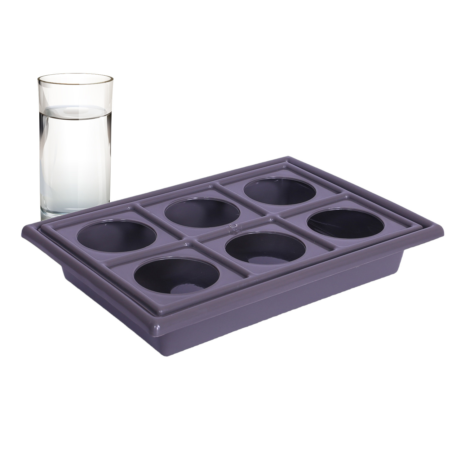 Kuber Industries Glass Tray | Plastic Glass Holder | Tray with Cutout Handles | Glass Serving Tray | Glass Holder Tray for Seving | Kitchen Serving Tray | Gray