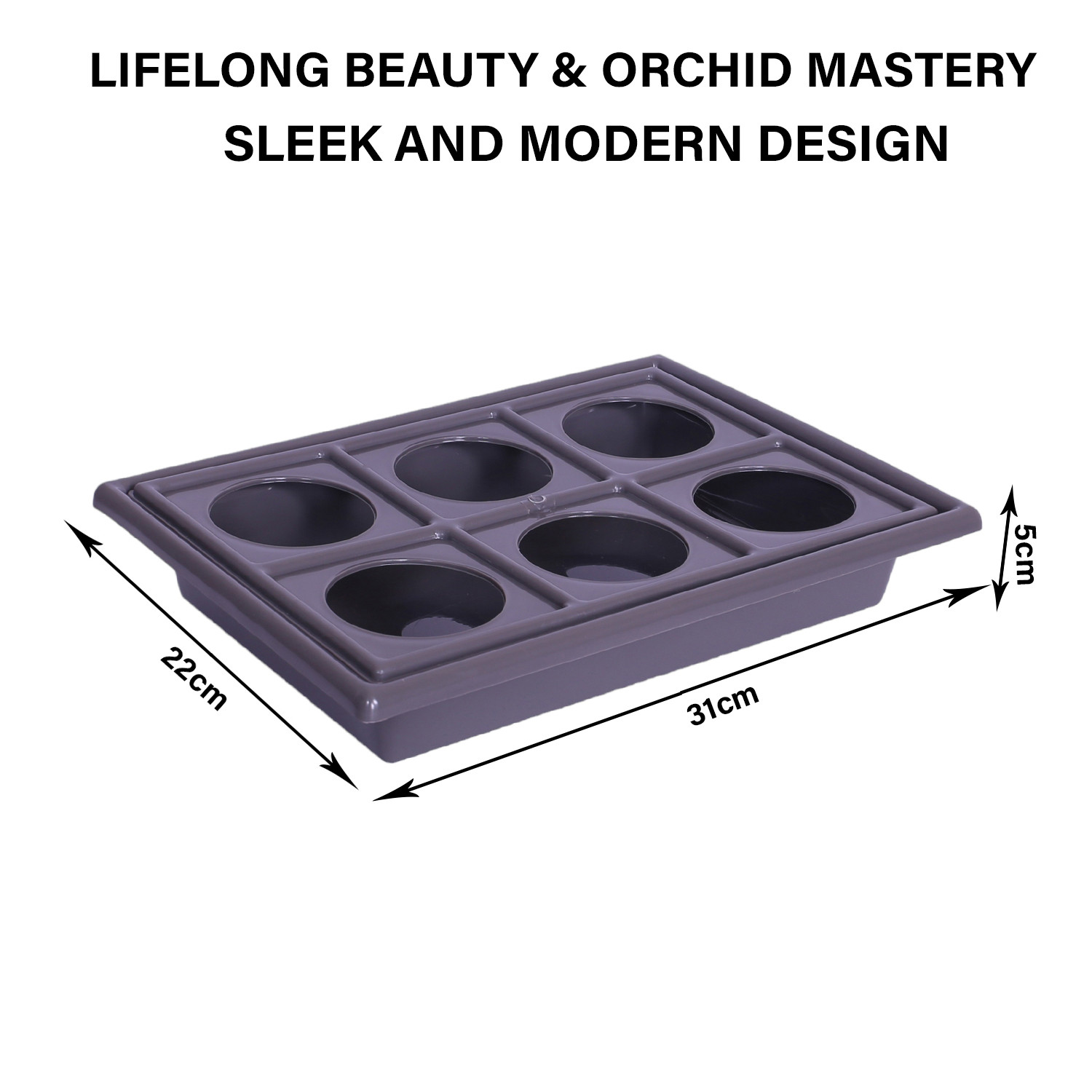 Kuber Industries Glass Tray | Plastic Glass Holder | Tray with Cutout Handles | Glass Serving Tray | Glass Holder Tray for Seving | Kitchen Serving Tray | Gray