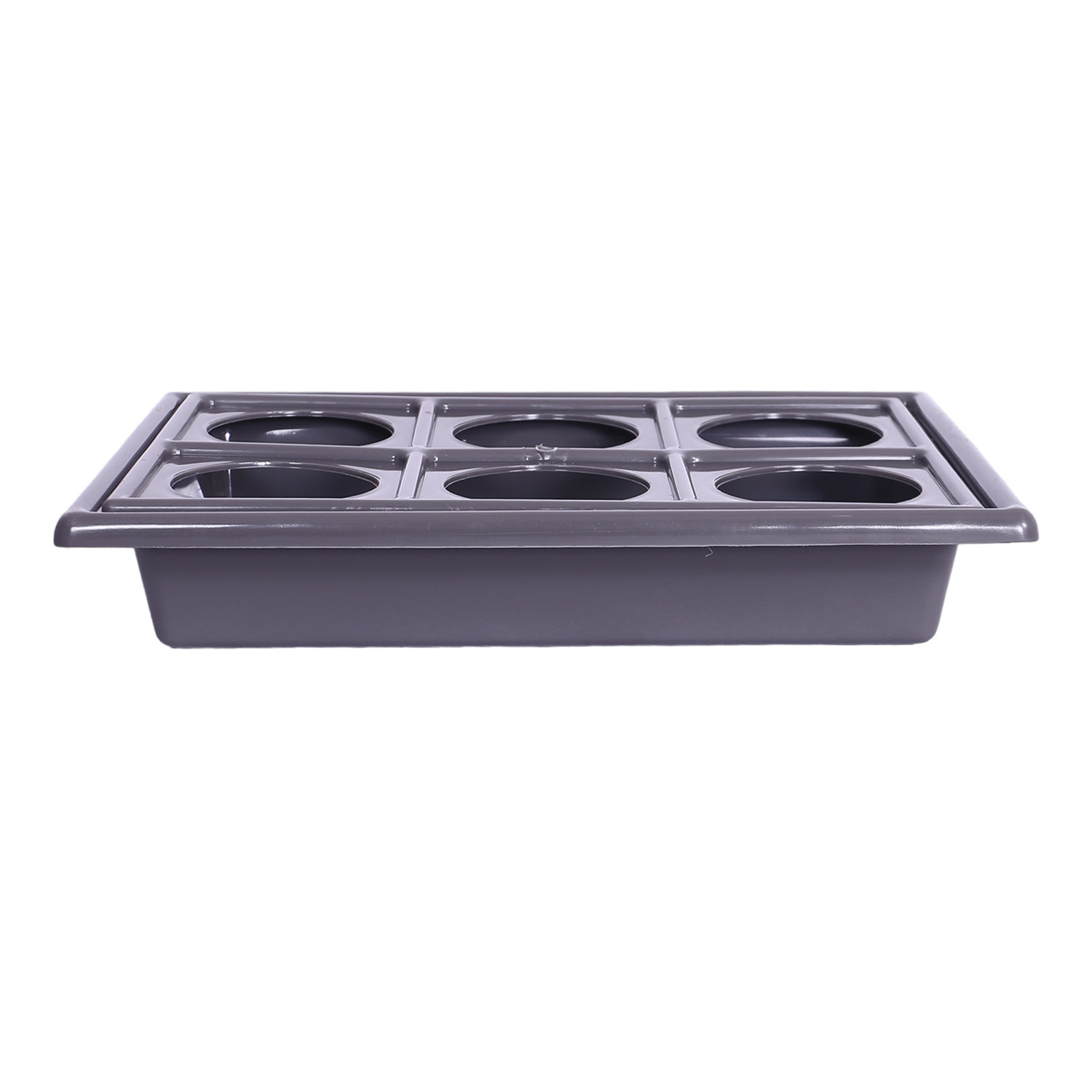 Kuber Industries Glass Tray | Plastic Glass Holder | Tray with Cutout Handles | Glass Serving Tray | Glass Holder Tray for Seving | Kitchen Serving Tray | Gray