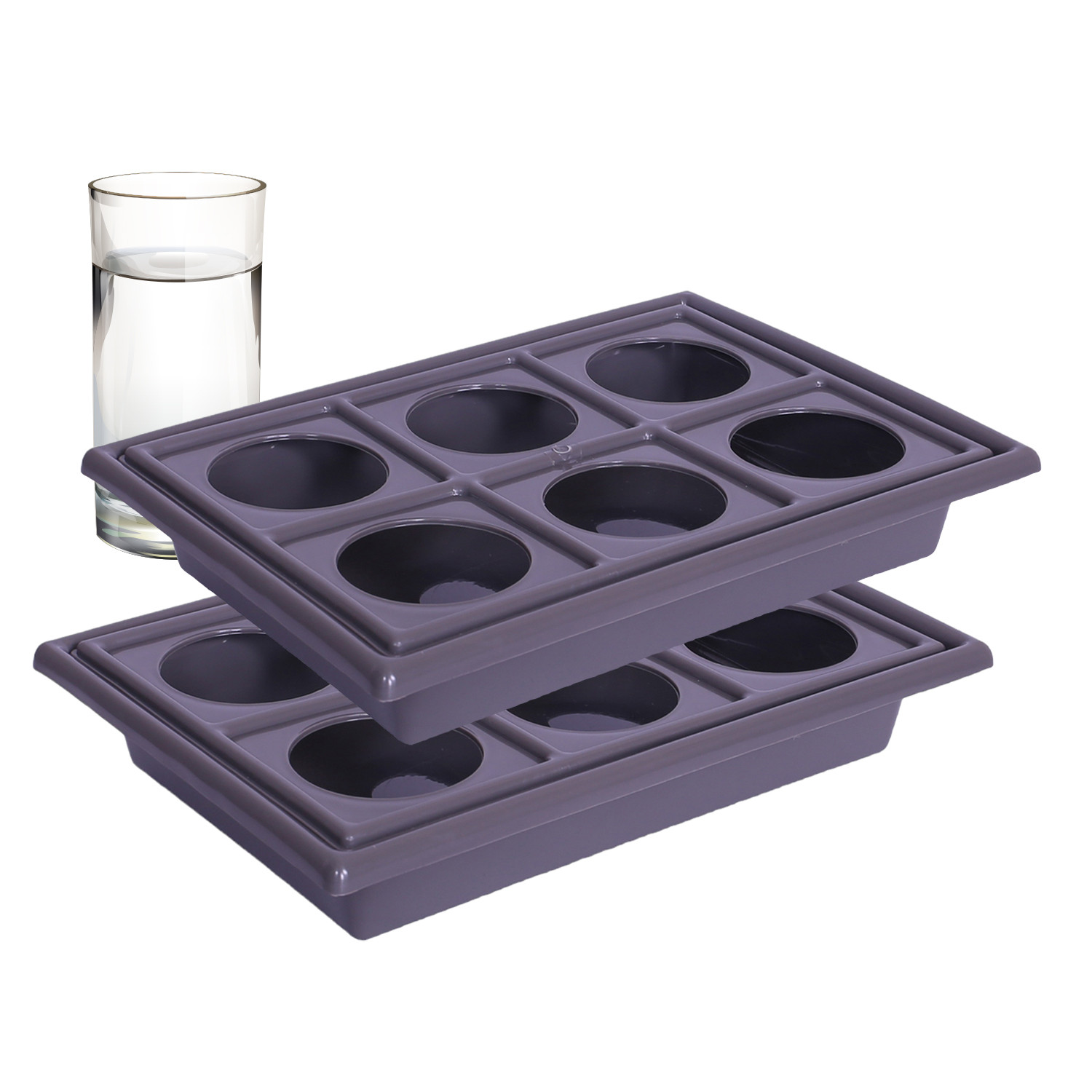 Kuber Industries Glass Tray | Plastic Glass Holder | Tray with Cutout Handles | Glass Serving Tray | Glass Holder Tray for Seving | Kitchen Serving Tray | Gray