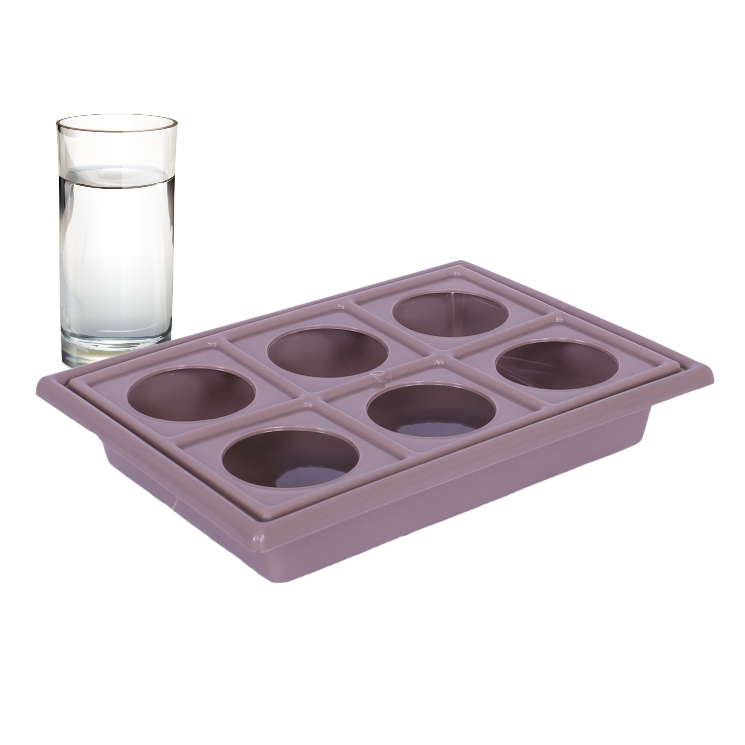 Kuber Industries Glass Tray | Plastic Glass Holder | Tray with Cutout Handles | Glass Serving Tray | Glass Holder Tray for Seving | Kitchen Serving Tray | Brown