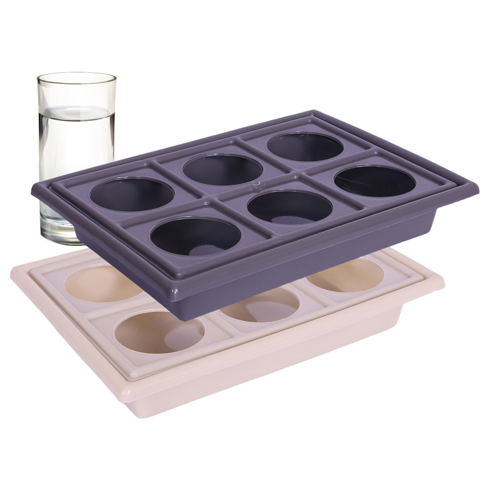 Kuber Industries Glass Tray | Plastic Glass Holder | Tray with Cutout Handles | Glass Serving Tray | Glass Holder Tray for Seving | Kitchen Serving Tray | Pack of 2 | Multi