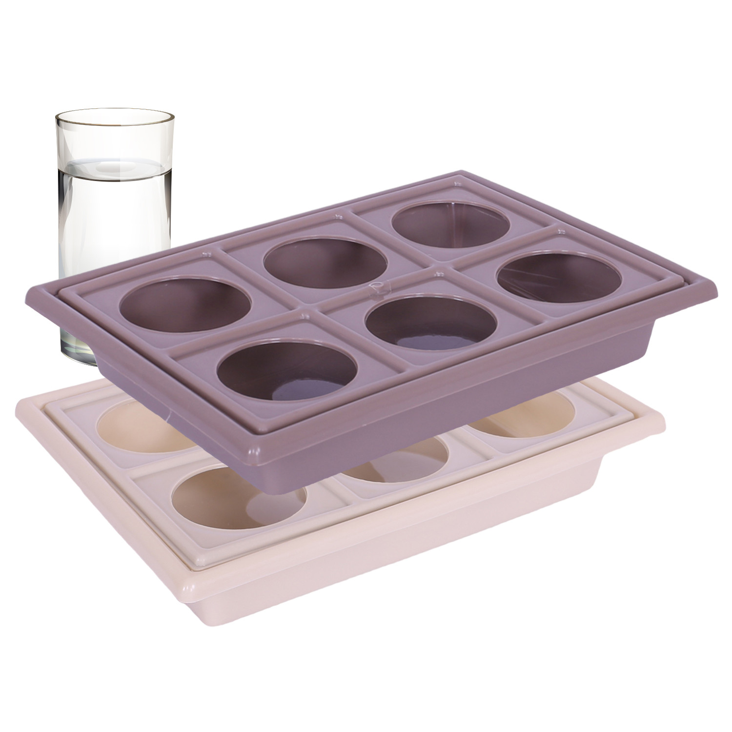 Kuber Industries Glass Tray | Plastic Glass Holder | Tray with Cutout Handles | Glass Serving Tray | Glass Holder Tray for Seving | Kitchen Serving Tray | Pack of 2 | Multi