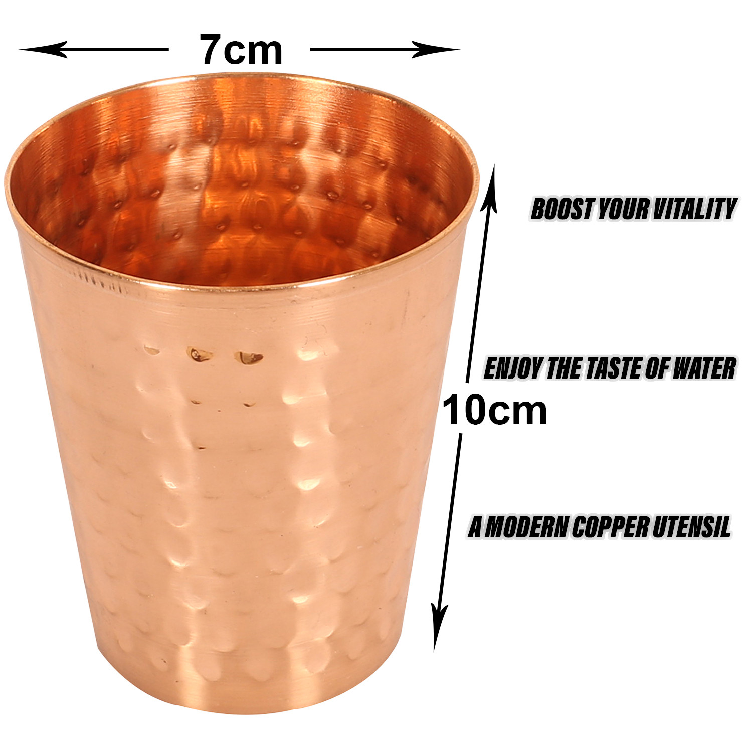 Kuber Industries Glasses | Copper Drinking Water Glass | Serving Water Glasses | Hammered Copper Glass Tumbler for Kitchen & Health Benefits| Copper