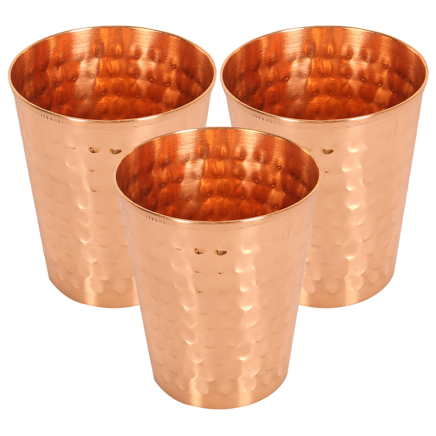 Kuber Industries Glasses | Copper Drinking Water Glass | Serving Water Glasses | Hammered Copper Glass Tumbler for Kitchen & Health Benefits| Copper