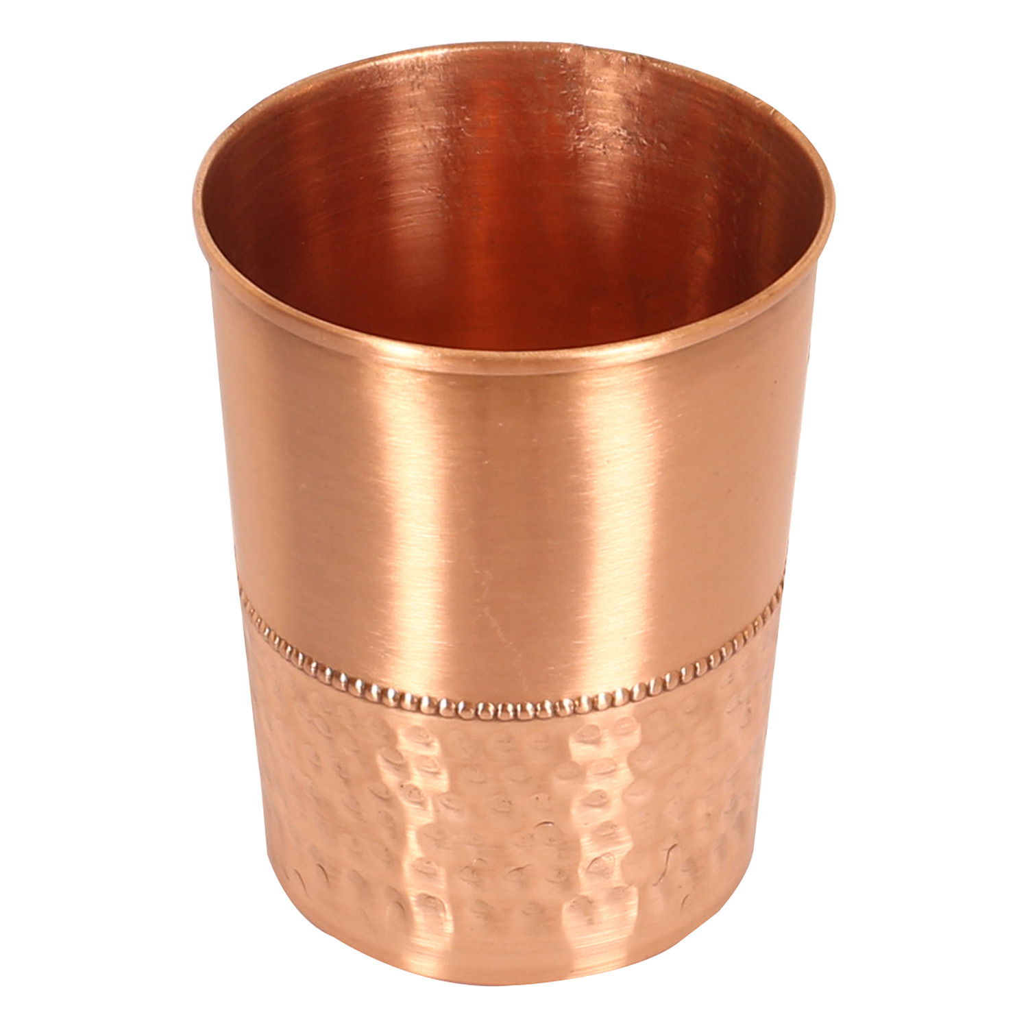 Kuber Industries Glasses | Copper Drinking Water Glass | Serving Water Glasses | Lower Hammered Copper Glass Tumbler for Kitchen & Health Benefits | Copper