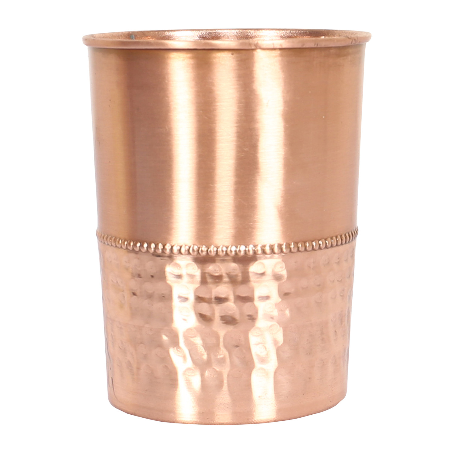 Kuber Industries Glasses | Copper Drinking Water Glass | Serving Water Glasses | Lower Hammered Copper Glass Tumbler for Kitchen & Health Benefits | Copper