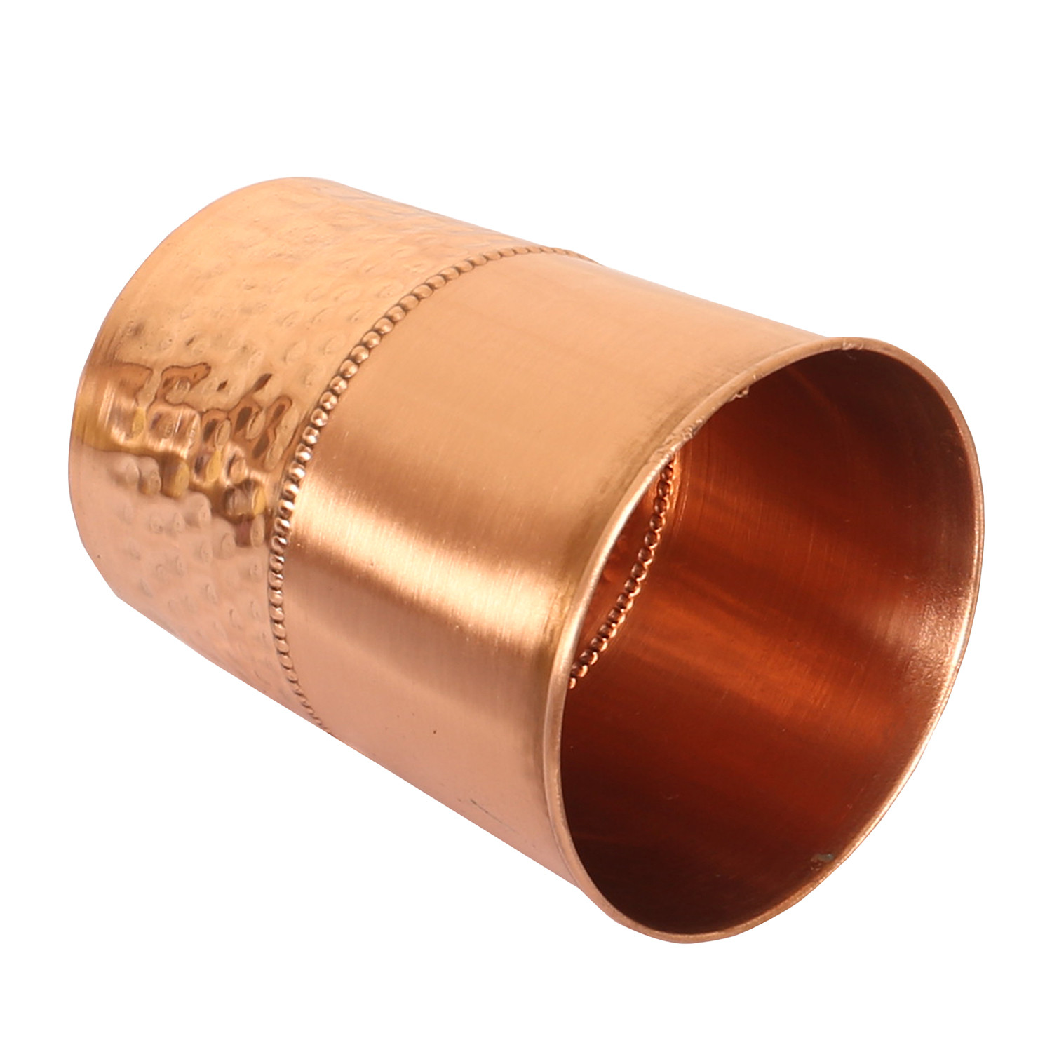 Kuber Industries Glasses | Copper Drinking Water Glass | Serving Water Glasses | Lower Hammered Copper Glass Tumbler for Kitchen & Health Benefits | Copper