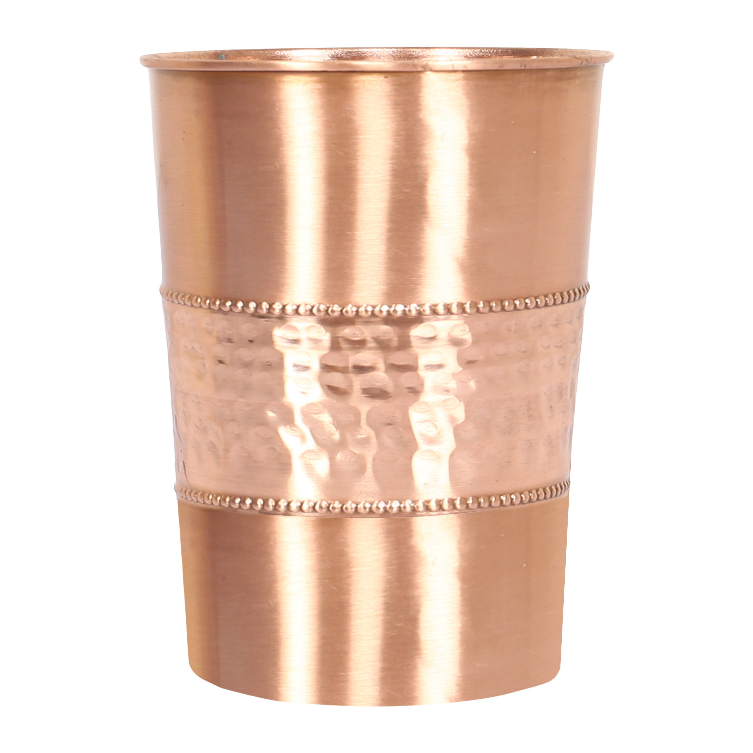 Kuber Industries Glasses | Copper Drinking Water Glass | Serving Water Glasses | Middle Hammered Copper Glass Tumbler for Kitchen & Health Benefits | Copper