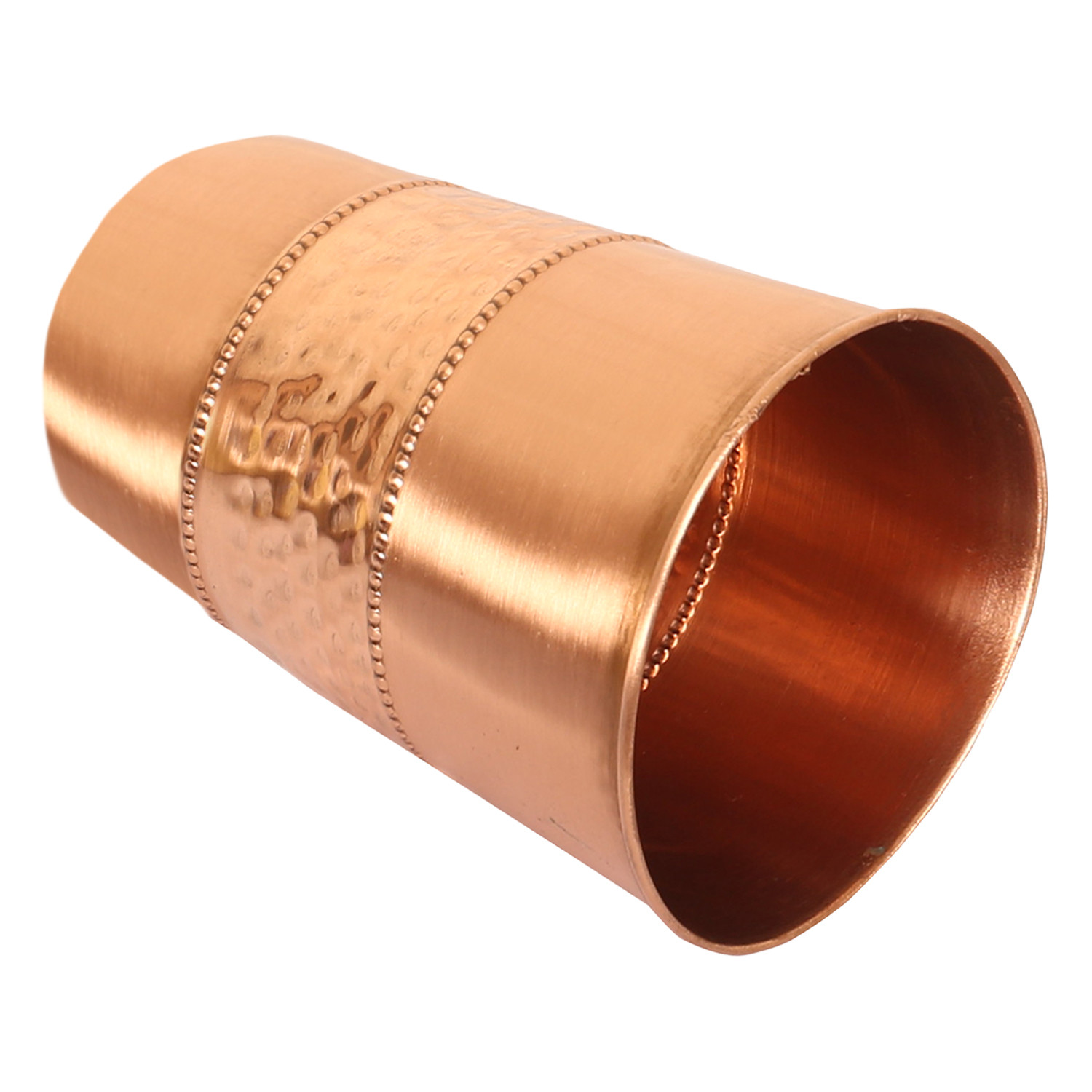 Kuber Industries Glasses | Copper Drinking Water Glass | Serving Water Glasses | Middle Hammered Copper Glass Tumbler for Kitchen & Health Benefits | Copper