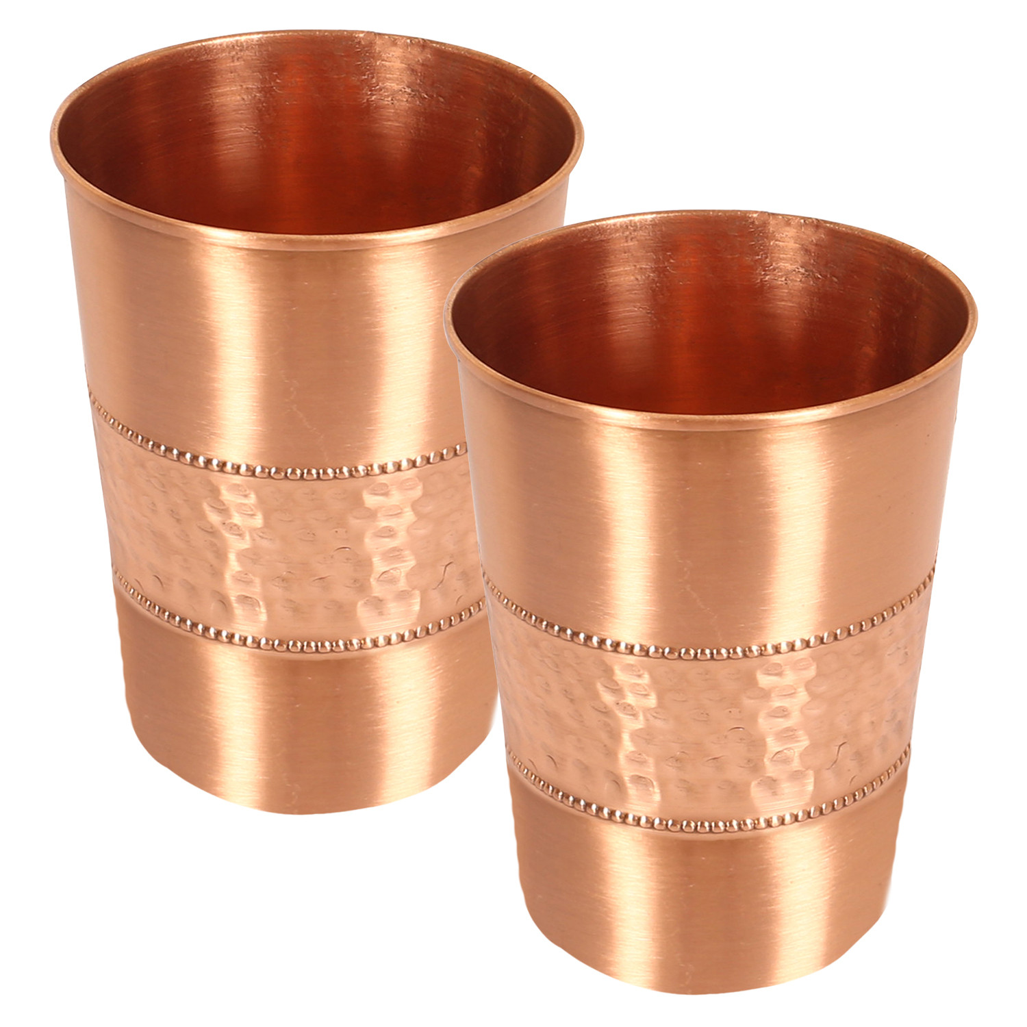Kuber Industries Glasses | Copper Drinking Water Glass | Serving Water Glasses | Middle Hammered Copper Glass Tumbler for Kitchen & Health Benefits | Copper