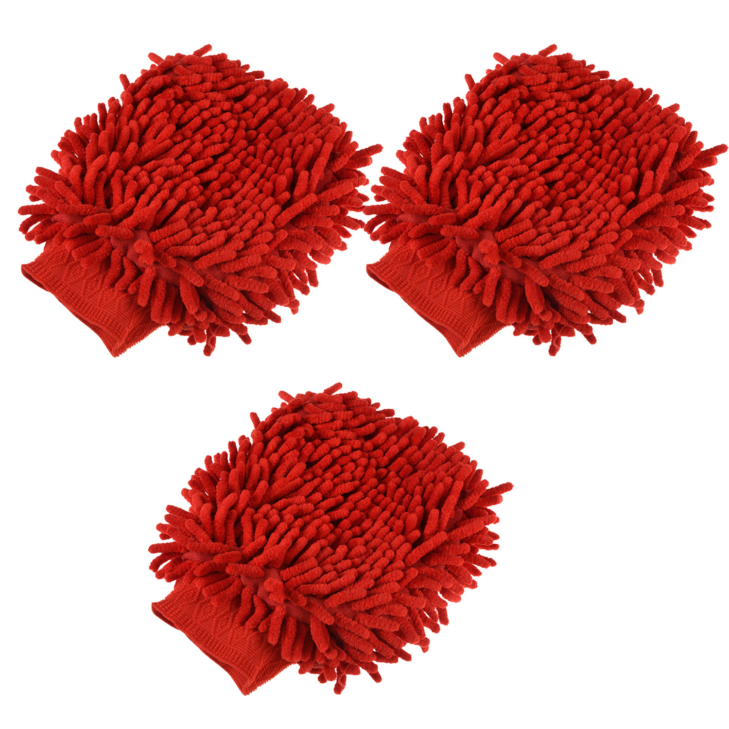 Kuber Industries Gloves | Microfiber Cleaning Gloves | Chenille Mitts for Kitchen | 50 GSM Hand Duster for Kitchen | Hand Gloves For Car | Duster for Glass | Red