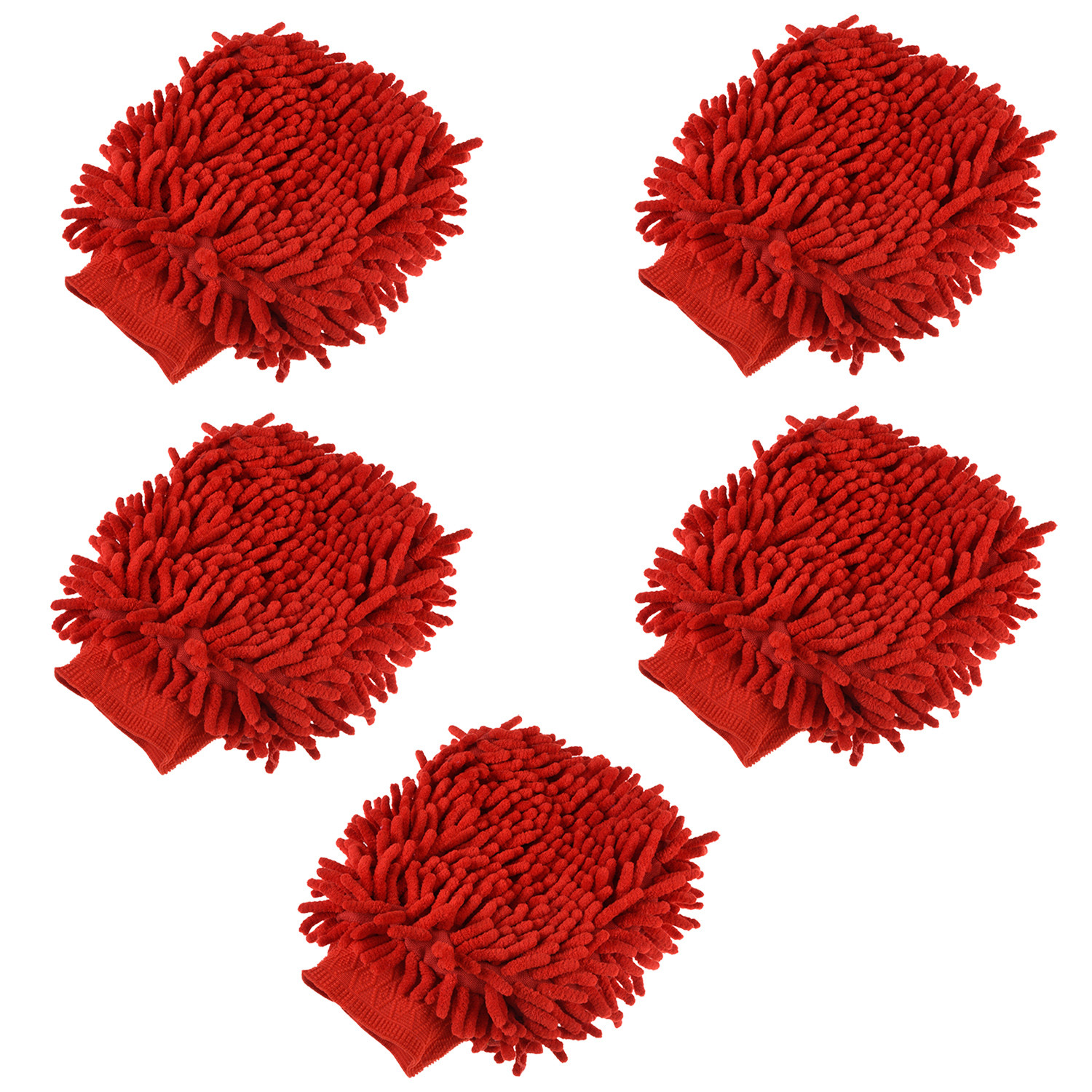 Kuber Industries Gloves | Microfiber Cleaning Gloves | Chenille Mitts for Kitchen | 50 GSM Hand Duster for Kitchen | Hand Gloves For Car | Duster for Glass | Red
