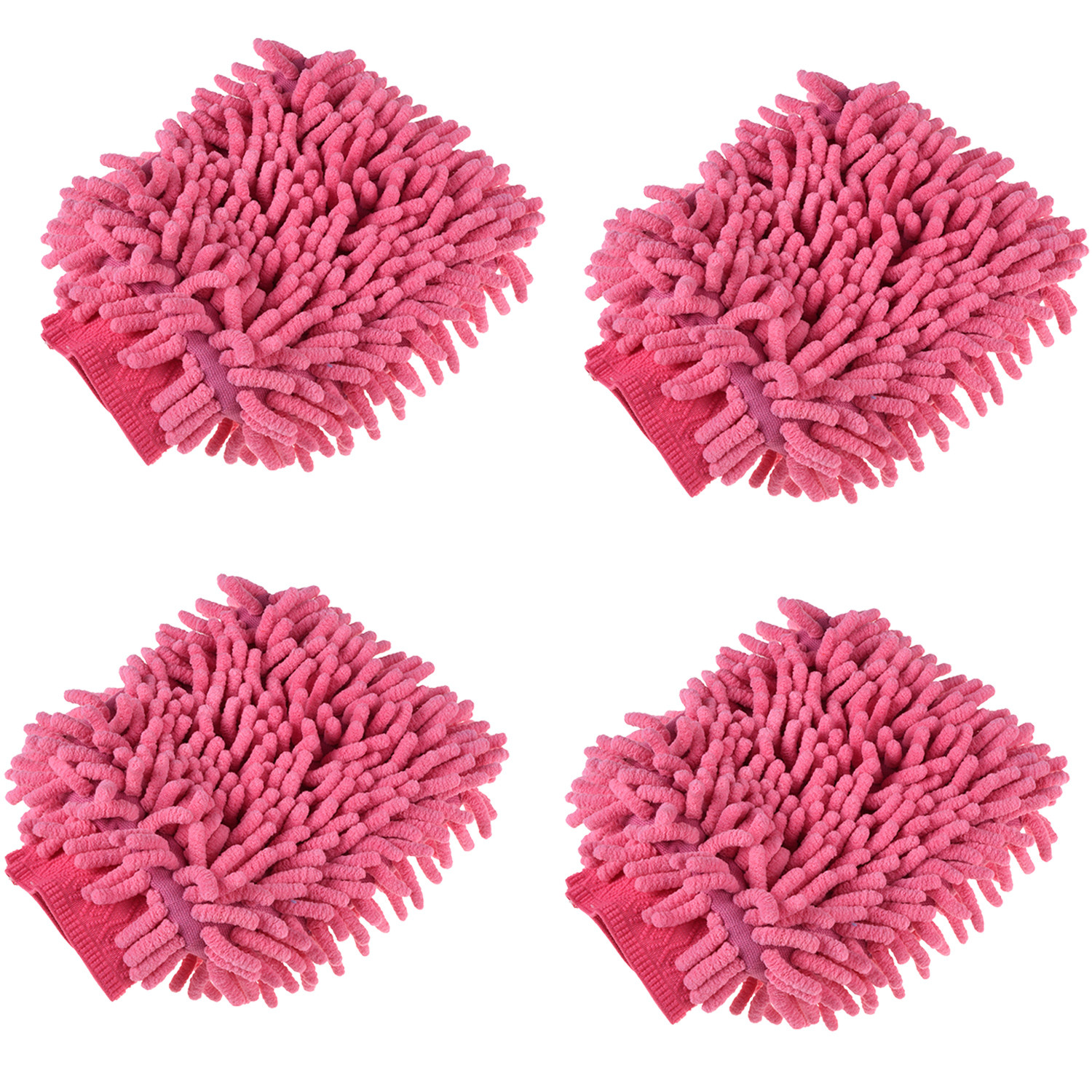 Kuber Industries Gloves | Microfiber Cleaning Gloves | Chenille Mitts for Kitchen | 50 GSM Hand Duster for Kitchen | Hand Gloves For Car | Duster for Glass | Pink