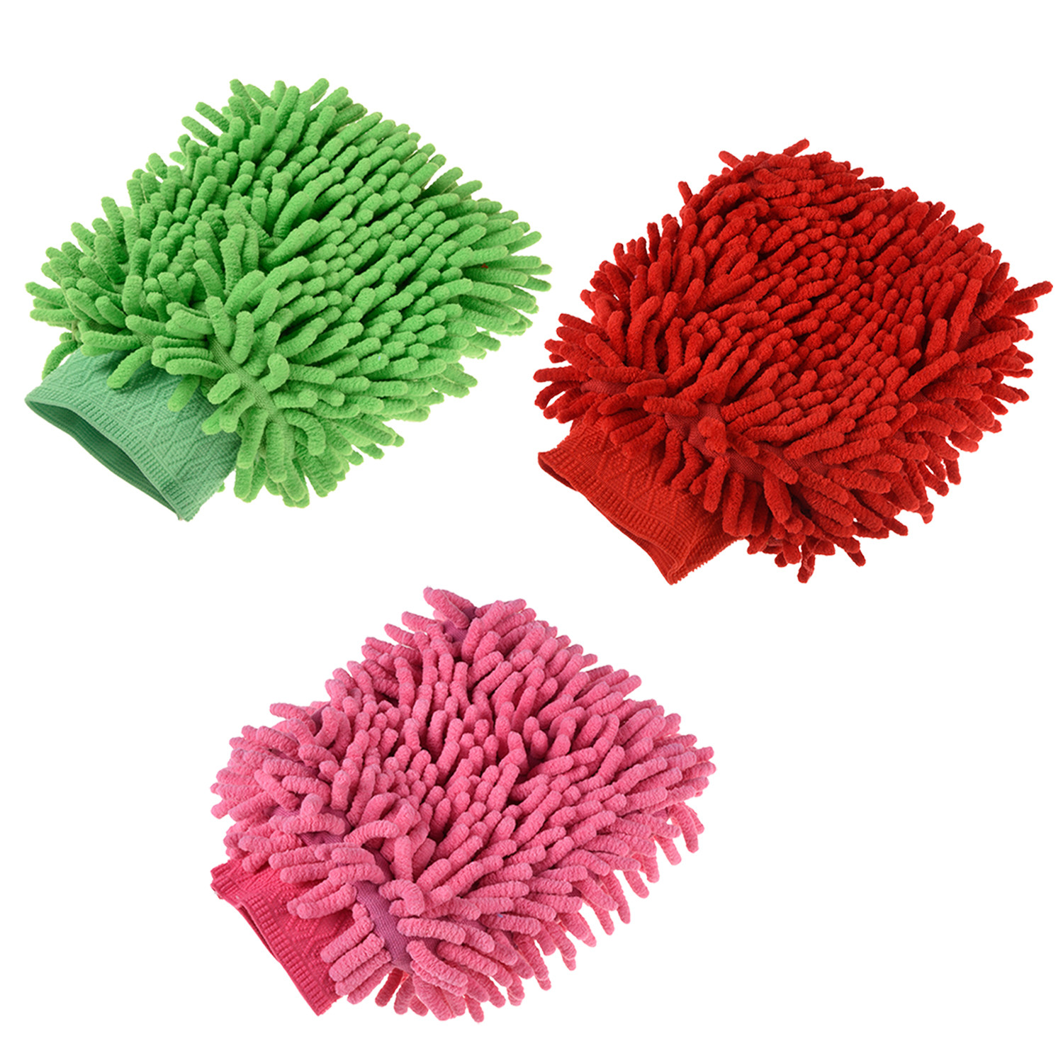 Kuber Industries Gloves | Microfiber Cleaning Gloves | Chenille Mitts for Kitchen | 50 GSM Hand Duster for Kitchen | Hand Gloves For Car | Duster for Glass | Pack of 3 | Multi
