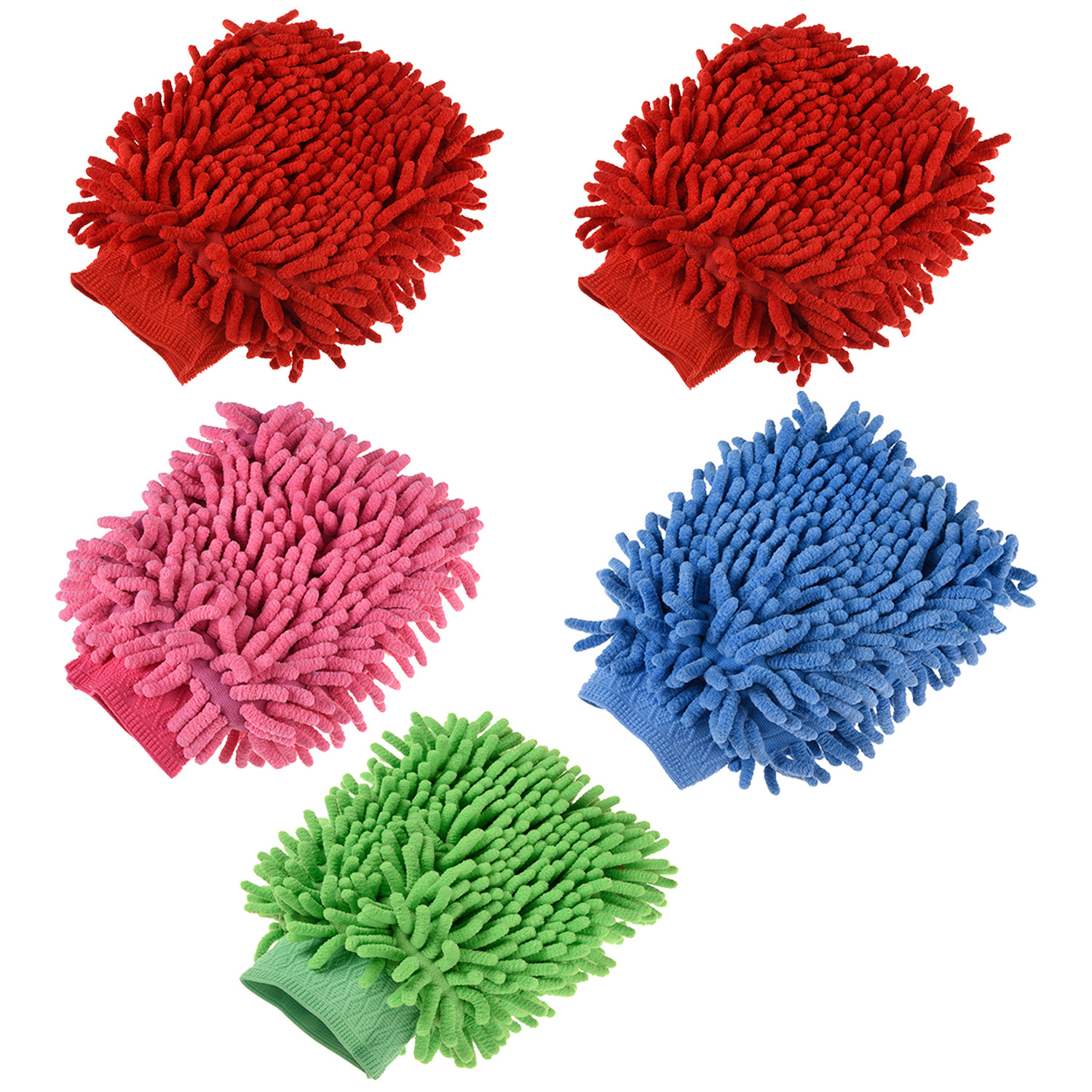 Kuber Industries Gloves | Microfiber Cleaning Gloves | Chenille Mitts for Kitchen | 50 GSM Hand Duster for Kitchen | Hand Gloves For Car | Duster for Glass | Pack of 5 | Multi