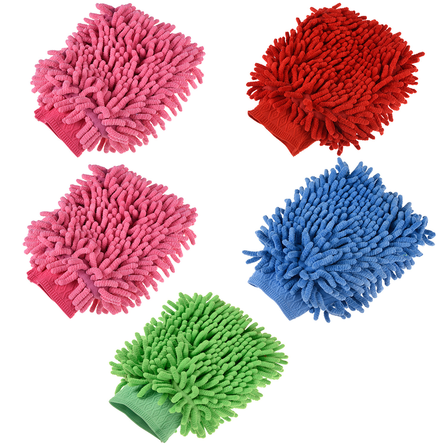 Kuber Industries Gloves | Microfiber Cleaning Gloves | Chenille Mitts for Kitchen | 50 GSM Hand Duster for Kitchen | Hand Gloves For Car | Duster for Glass | Pack of 5 | Multi