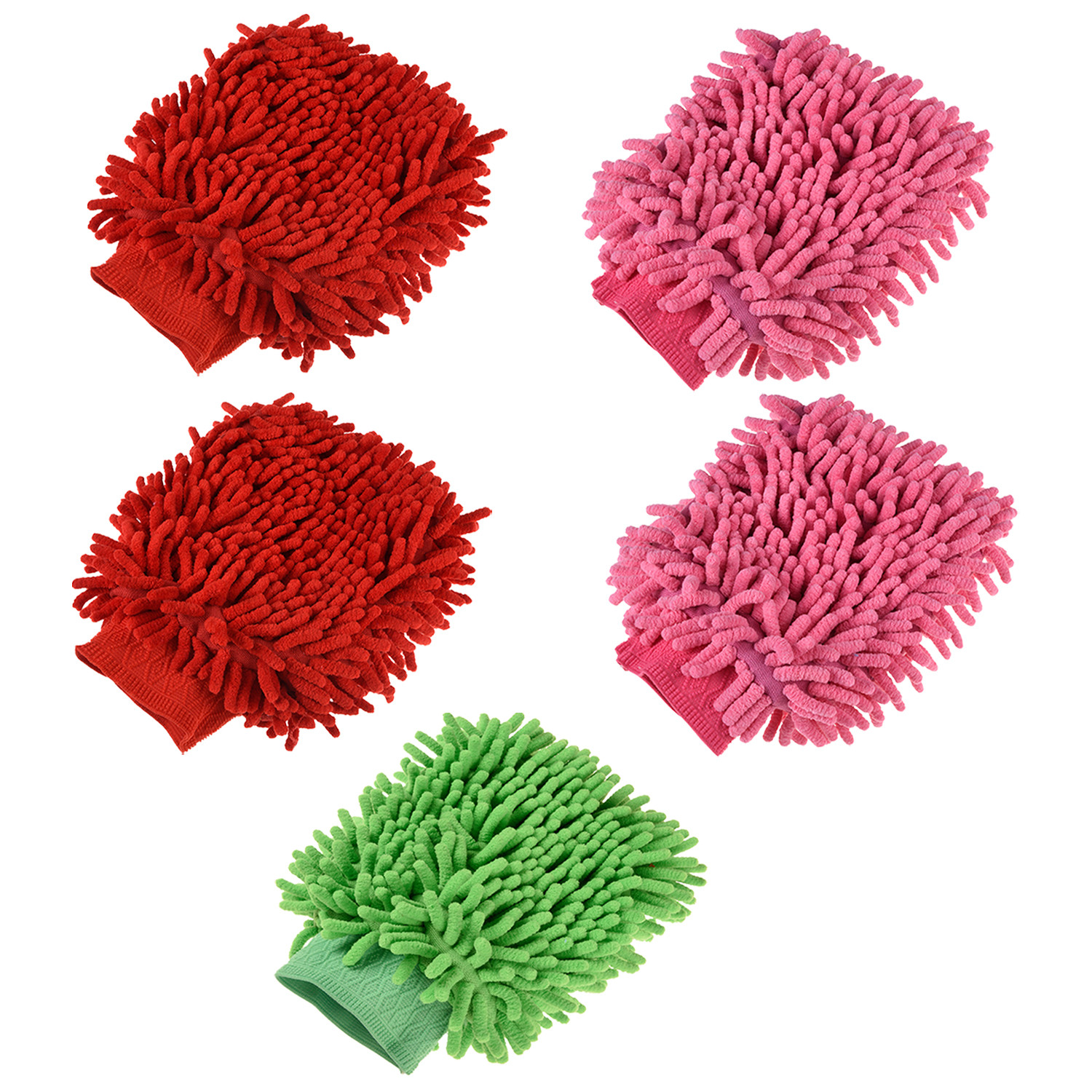 Kuber Industries Gloves | Microfiber Cleaning Gloves | Chenille Mitts for Kitchen | 50 GSM Hand Duster for Kitchen | Hand Gloves For Car | Duster for Glass | Pack of 5 | Multi