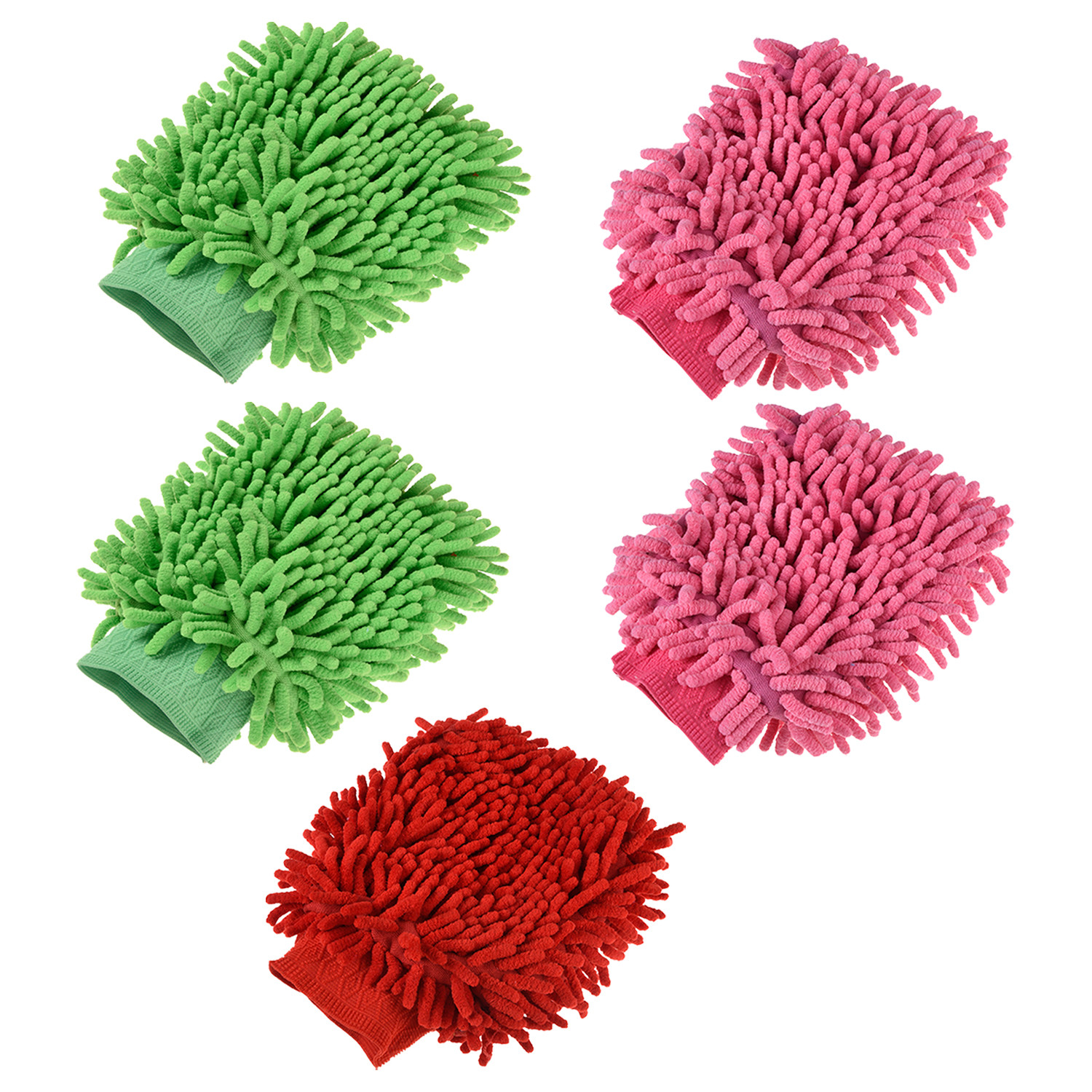 Kuber Industries Gloves | Microfiber Cleaning Gloves | Chenille Mitts for Kitchen | 50 GSM Hand Duster for Kitchen | Hand Gloves For Car | Duster for Glass | Pack of 5 | Multi