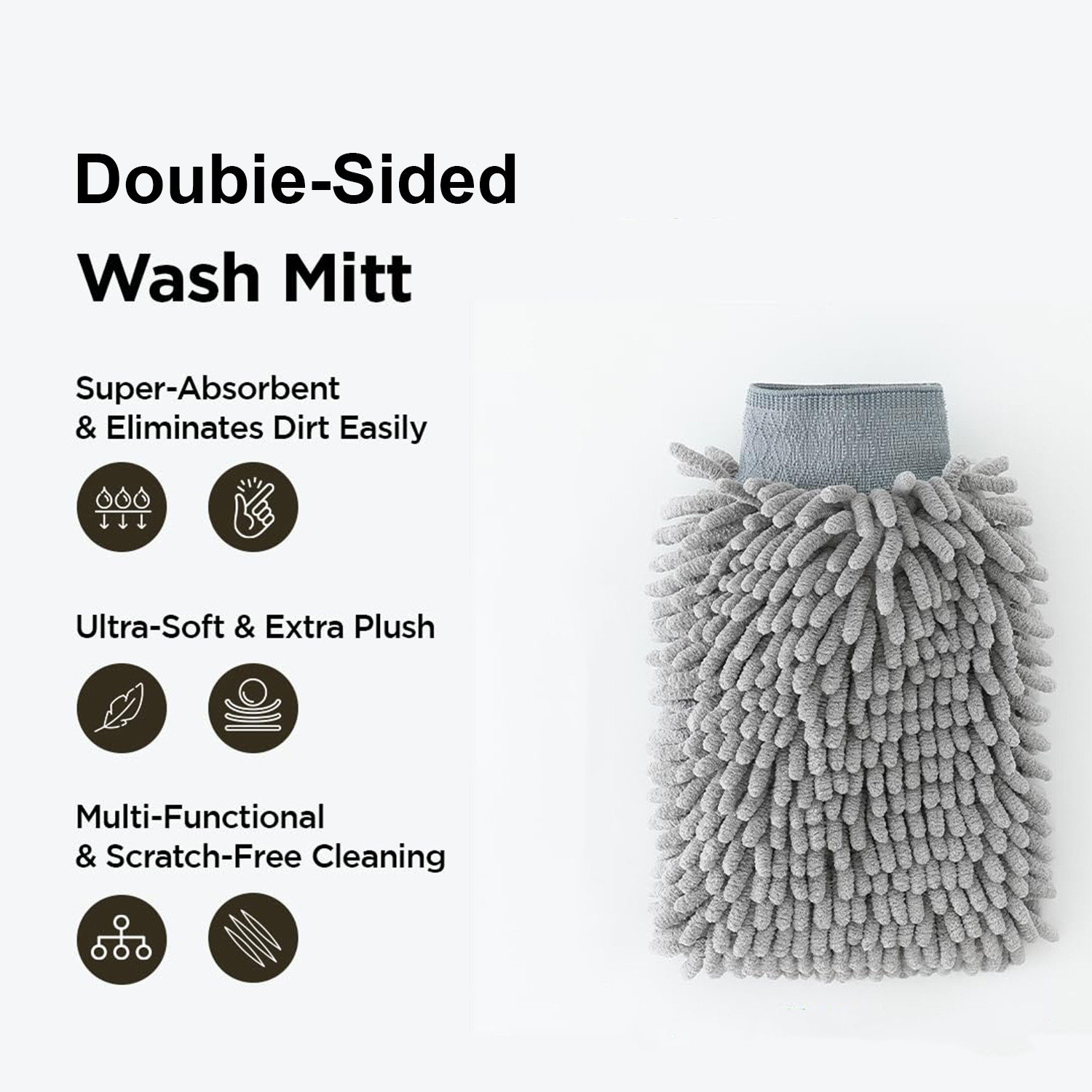 Kuber Industries Gloves | Microfiber Cleaning Gloves | Chenille Mitts for Kitchen | Hand Duster for Kitchen | Hand Gloves For Car | Double Sided Gloves | SHXNEFSST1 | Pack of 2 | Gray
