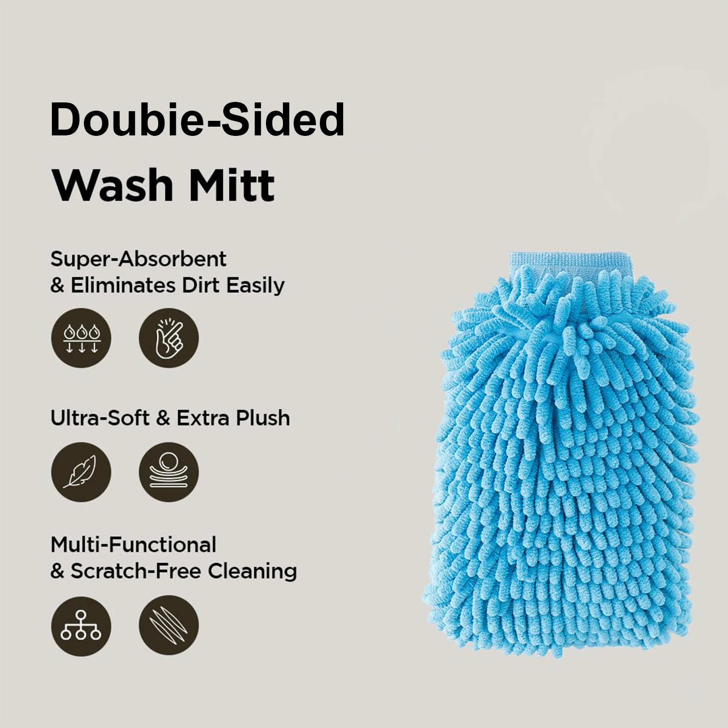 Kuber Industries Gloves | Microfiber Cleaning Gloves | Chenille Mitts for Kitchen | Hand Duster for Kitchen | Hand Gloves For Car | Double Sided Gloves | SHXNEFSST2 | Pack of 2 | Blue