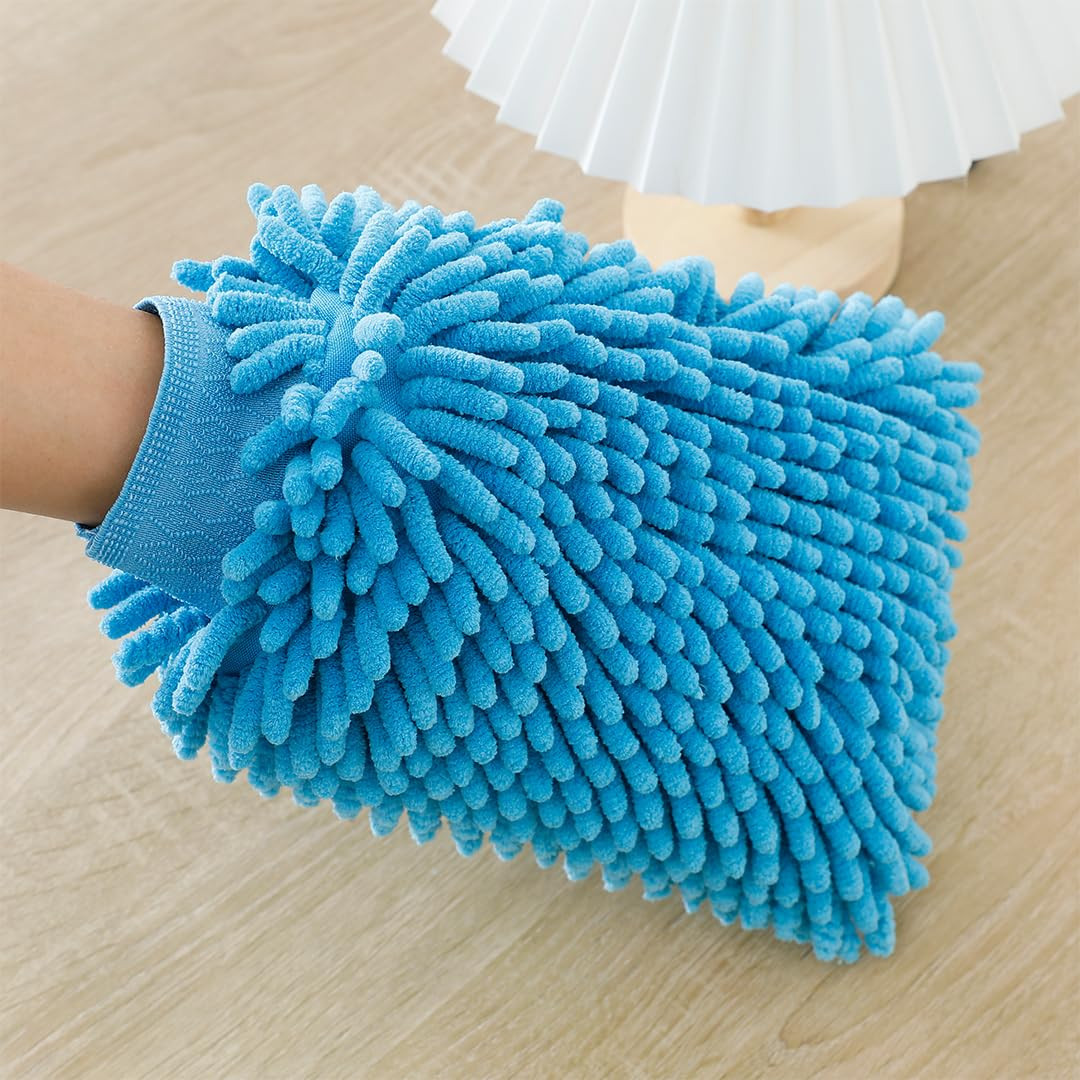 Kuber Industries Gloves | Microfiber Cleaning Gloves | Chenille Mitts for Kitchen | Hand Duster for Kitchen | 1000 GSM Hand Gloves | Double Sided Gloves | SHXNEFSST2 | Pack of 2 | Blue