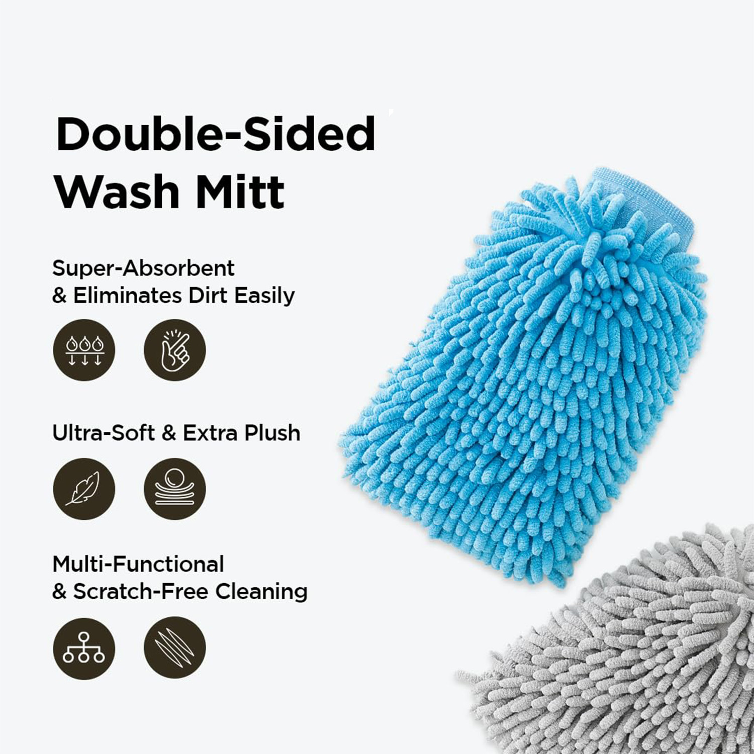 Kuber Industries Gloves | Microfiber Cleaning Gloves | Chenille Mitts for Kitchen | Hand Duster for Kitchen | 1000 GSM Hand Gloves | Double Sided Gloves | SHXNEFSST2 | Pack of 2 | Blue