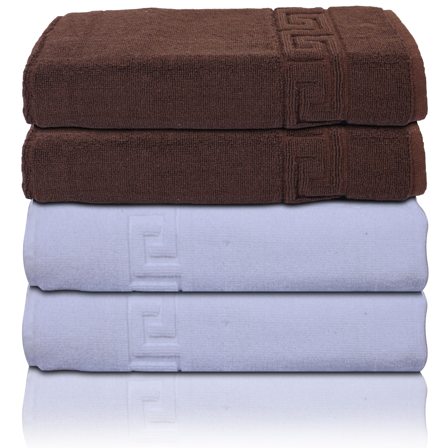 Kuber Industries Greek Design Super Absorbent Cotton 400 GSM Hand Towel|Face Towel|Bath Nets for Men,Women,Kids,30x20 Inches,(Brown & White)