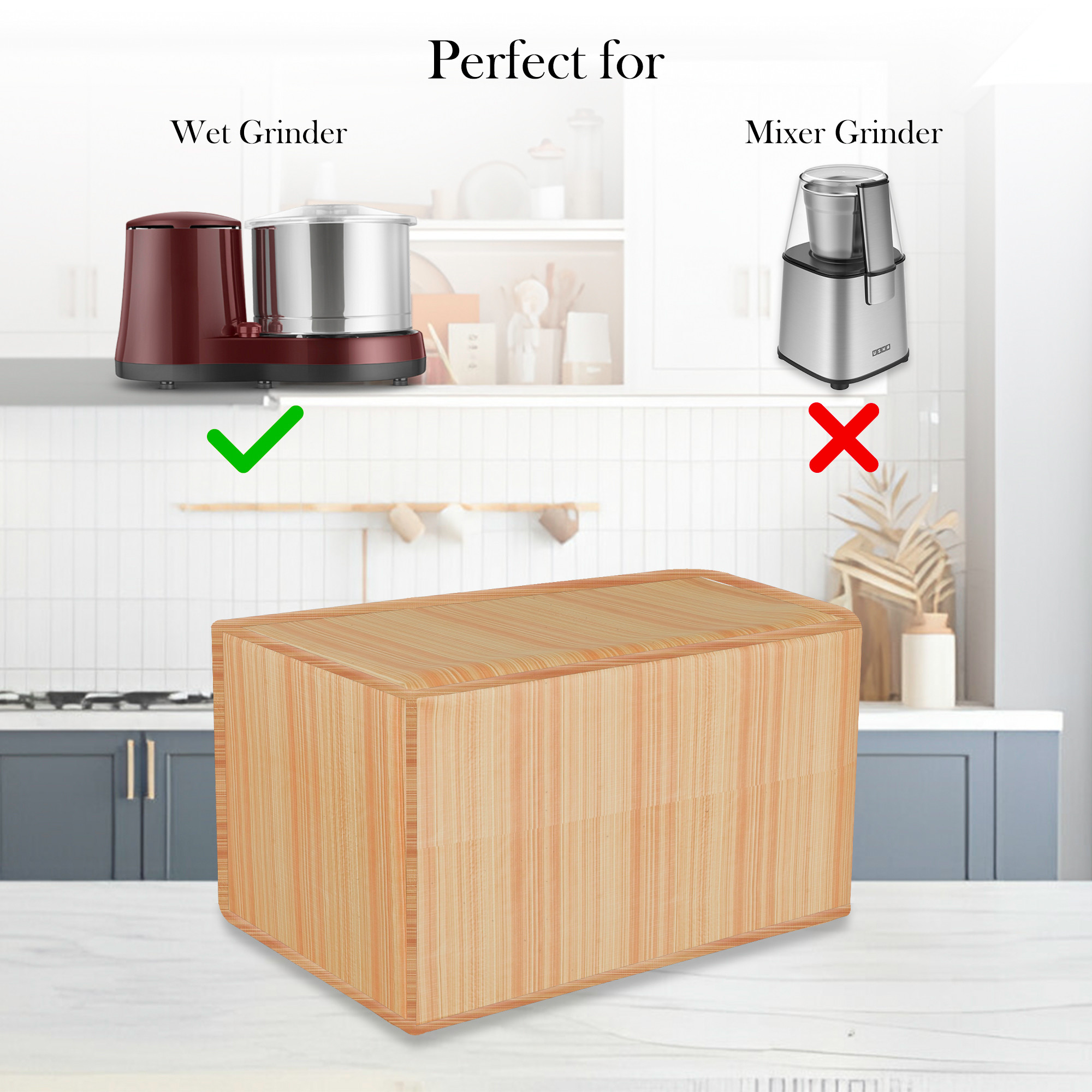 Kuber Industries Grinder Cover  Mixer Grinder Cover  Open Bottom Grinder Cover  Foldable Grinder Cover for Table Top  Waterproof Kitchen Grinder Cover  Lining Design  Golden