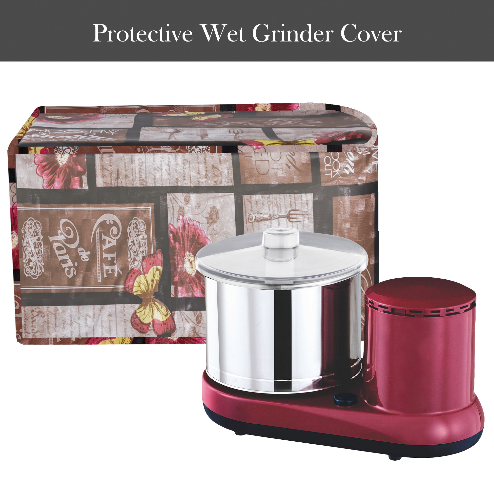 Kuber Industries Grinder Cover  Mixer Grinder Cover  Open Bottom Grinder Cover  Foldable Grinder Cover for Table Top  Waterproof Kitchen Grinder Cover  Kitchen Split  Brown