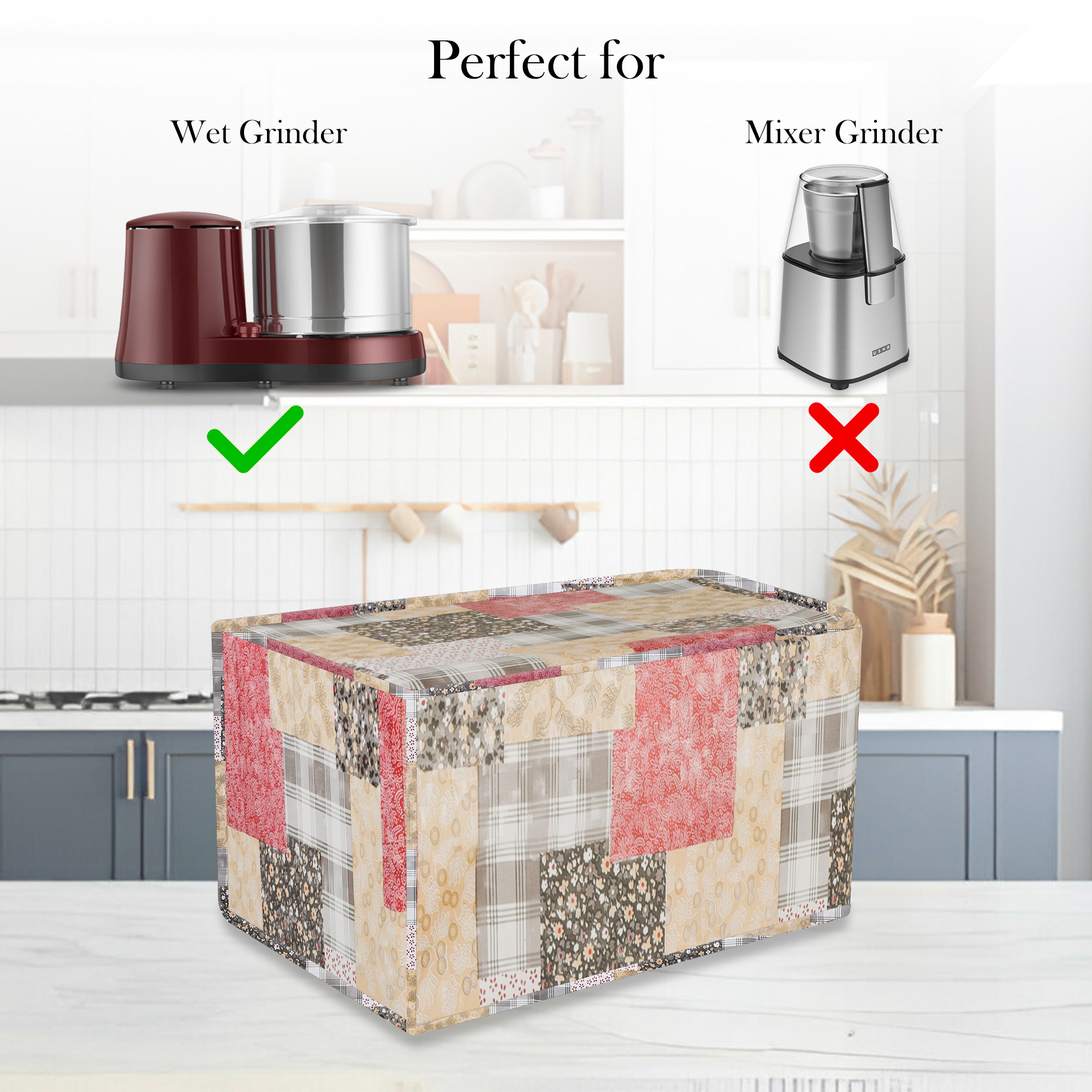 Kuber Industries Grinder Cover  Mixer Grinder Cover  Open Bottom Grinder Cover  Foldable Grinder Cover for Table Top  Waterproof Kitchen Grinder Cover  Barik Flower  Black