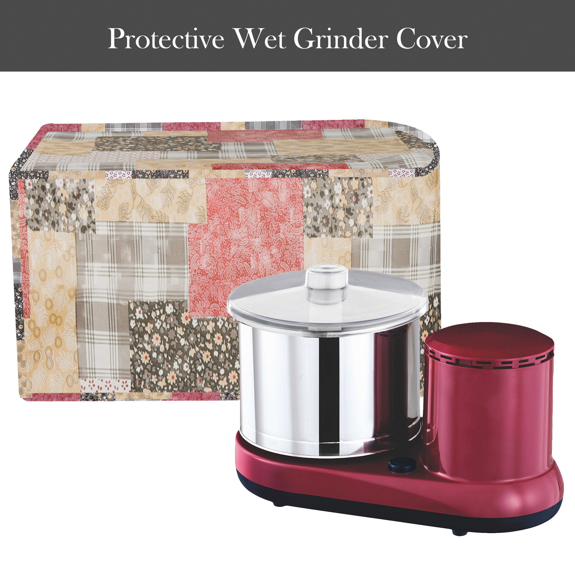 Kuber Industries Grinder Cover  Mixer Grinder Cover  Open Bottom Grinder Cover  Foldable Grinder Cover for Table Top  Waterproof Kitchen Grinder Cover  Barik Flower  Black