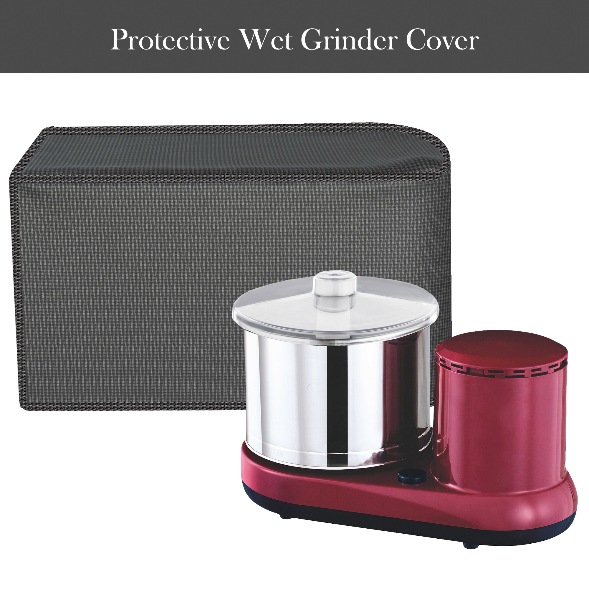 Kuber Industries Grinder Cover  Mixer Grinder Cover  Open Bottom Grinder Cover  Foldable Grinder Cover for Table Top  Waterproof Kitchen Grinder Cover  Mini Check  Grey