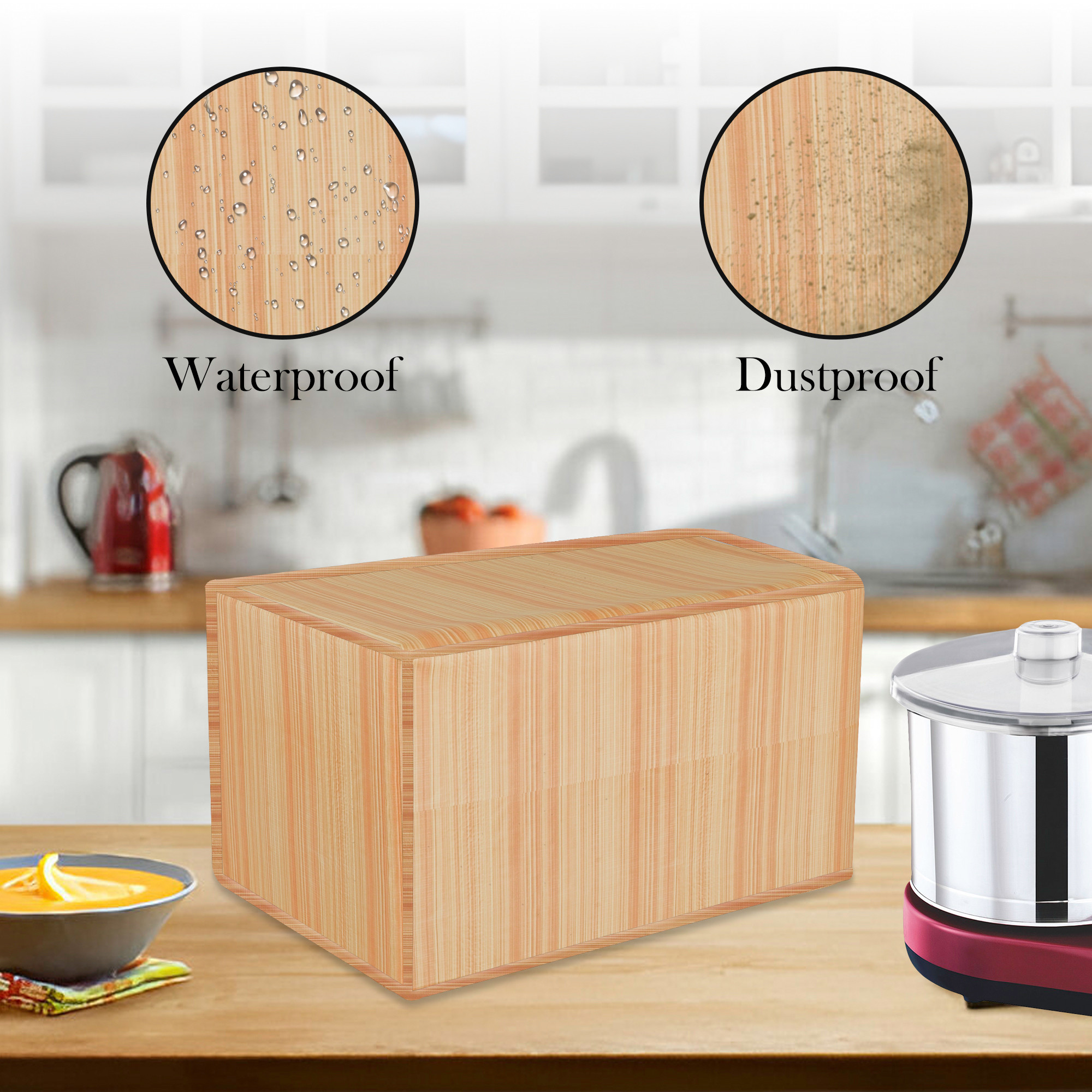 Kuber Industries Grinder Cover  Mixer Grinder Cover  Open Bottom Grinder Cover  Foldable Grinder Cover for Table Top  Waterproof Kitchen Grinder Cover  Lining Design  Golden