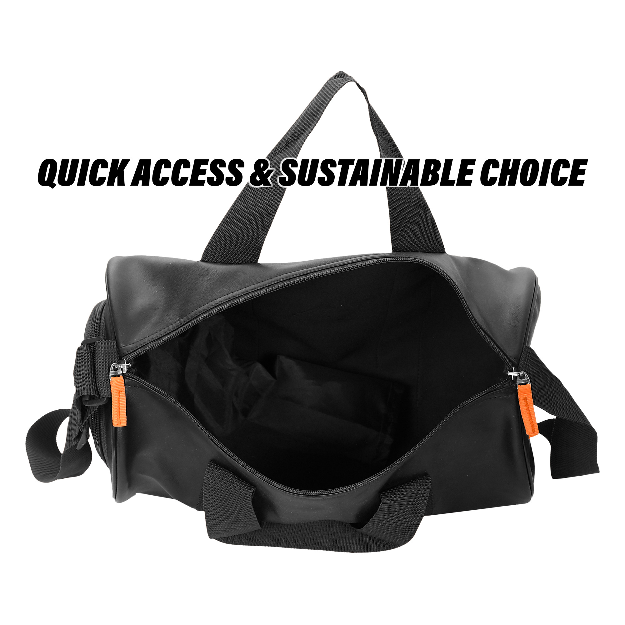 Kuber Industries Gym Bag | Leather Gym Bag for Man | Sports Gym Bag | Fitness Bag | Gym Bag with Adjustable Strap | Shoe Compartment Gym Bags | Black