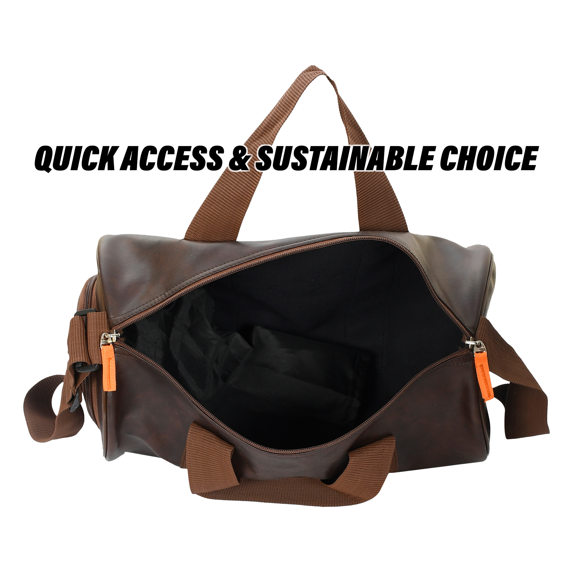 Kuber Industries Gym Bag | Leather Gym Bag for Man | Sports Gym Bag | Fitness Bag | Gym Bag with Adjustable Strap | Shoe Compartment Gym Bags | Brown