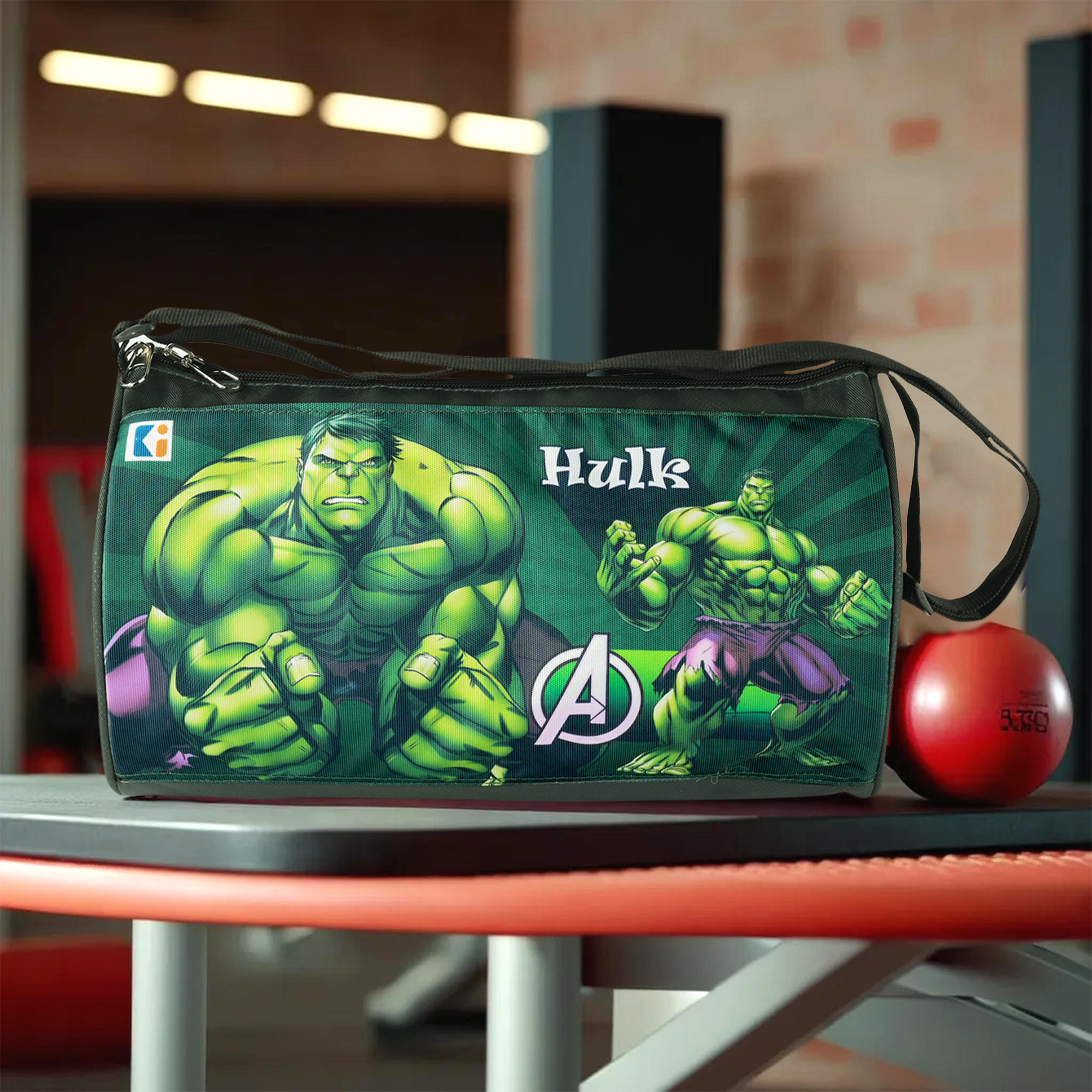 Kuber Industries Gym Bag  Marvel Hulk  Nylon Unisex Duffle Bag  Sports Gym Fitness Bag  Yoga Sports Bag  2 Compartments Sports Bag for Men  Women  Travel Handbag for Men  Green