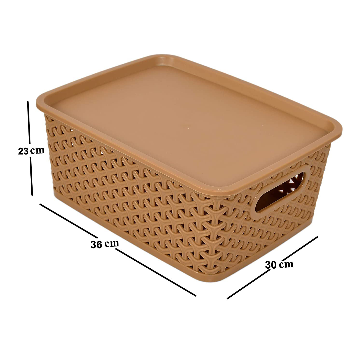 Kuber Industries H7 Plastic Baskets with Lid, Stackable Lidded Knit Storage Organizer Bins Perfect for Storing Large Household Items (Set Of 3,Multi)-KUBMRT11907