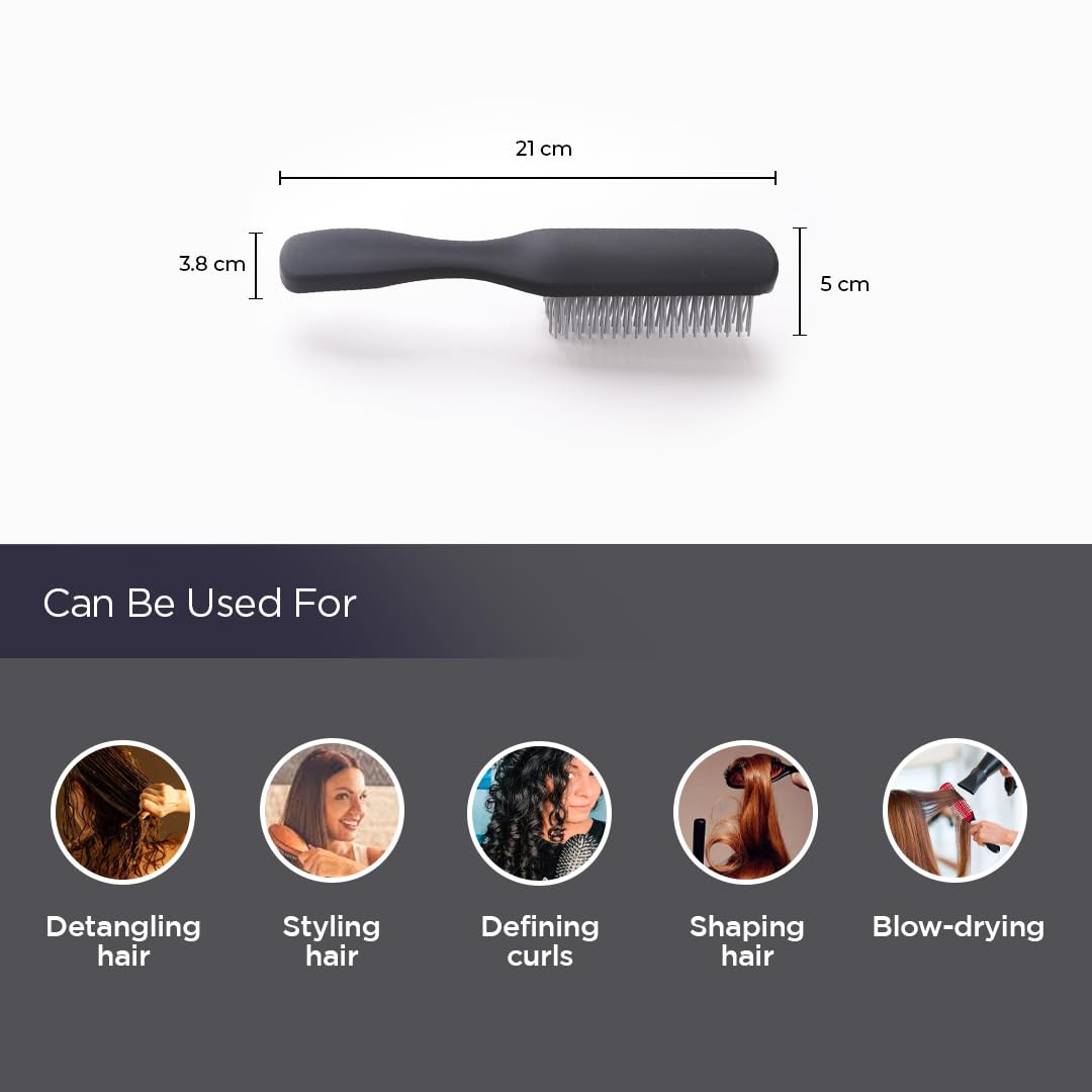 Kuber Industries Hair Brush | Bristles Brush | Hair Brush with Paddle | Brush for Curly wavy Hairs | Suitable For All Hair Types | Hair Brush Styling Hair | 2 Piece | C19BLK | Black