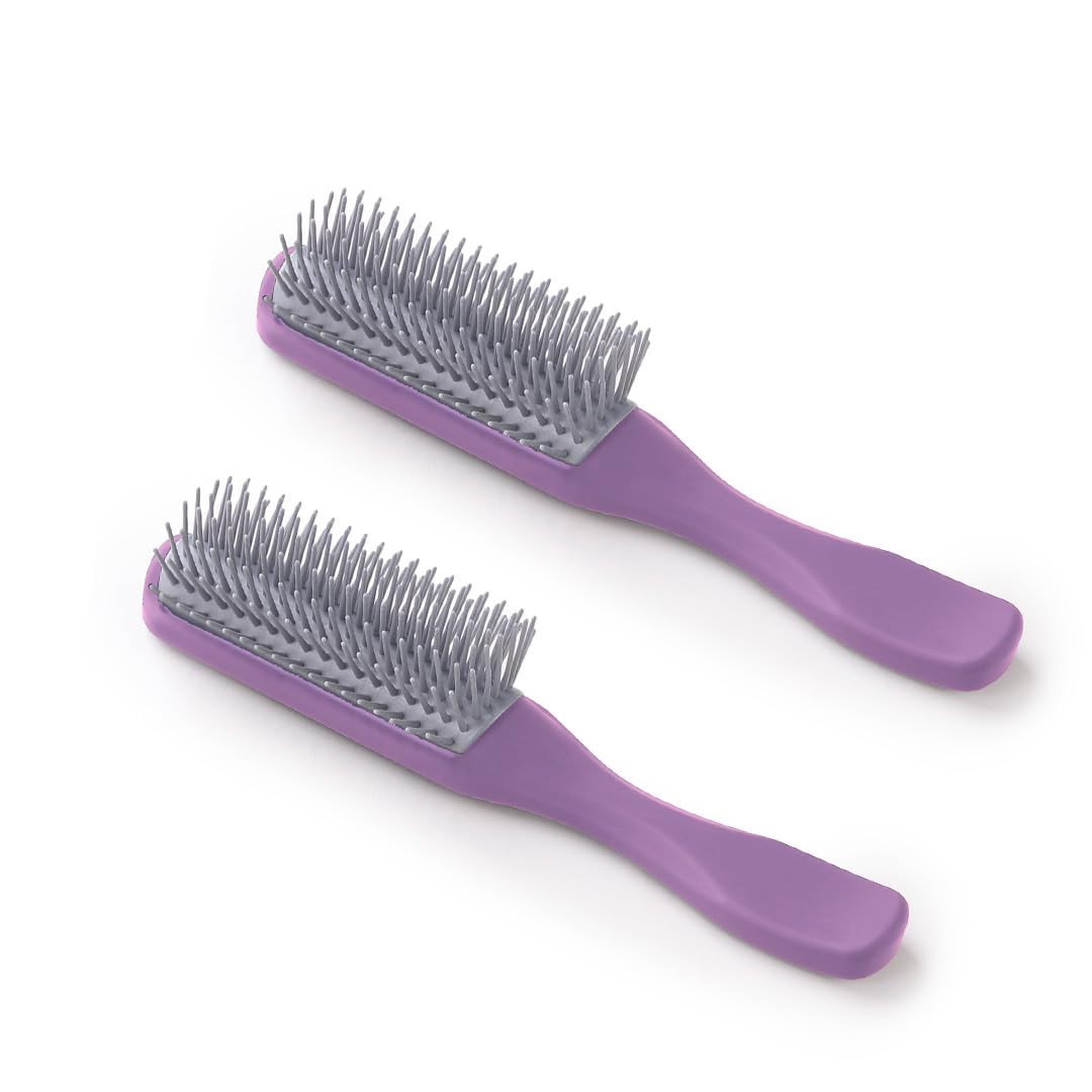 Kuber Industries Hair Brush | Bristles Brush | Hair Brush with Paddle | Brush for Curly wavy Hairs | Suitable For All Hair Types | Hair Brush Styling Hair | 2 Piece | C19P.. | Purple