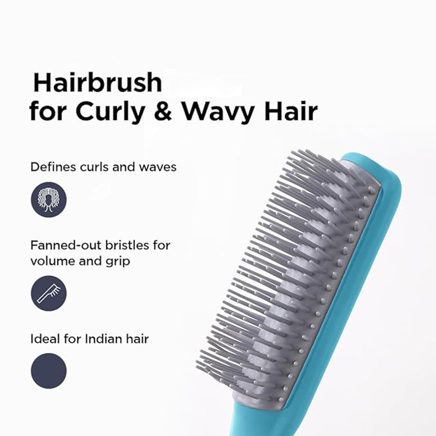 Kuber Industries Hair Brush | Bristles Brush | Hair Brush with Paddle | Brush for Curly wavy Hairs | Suitable For All Hair Types | Hair Brush Styling Hair | C19BLE | Blue
