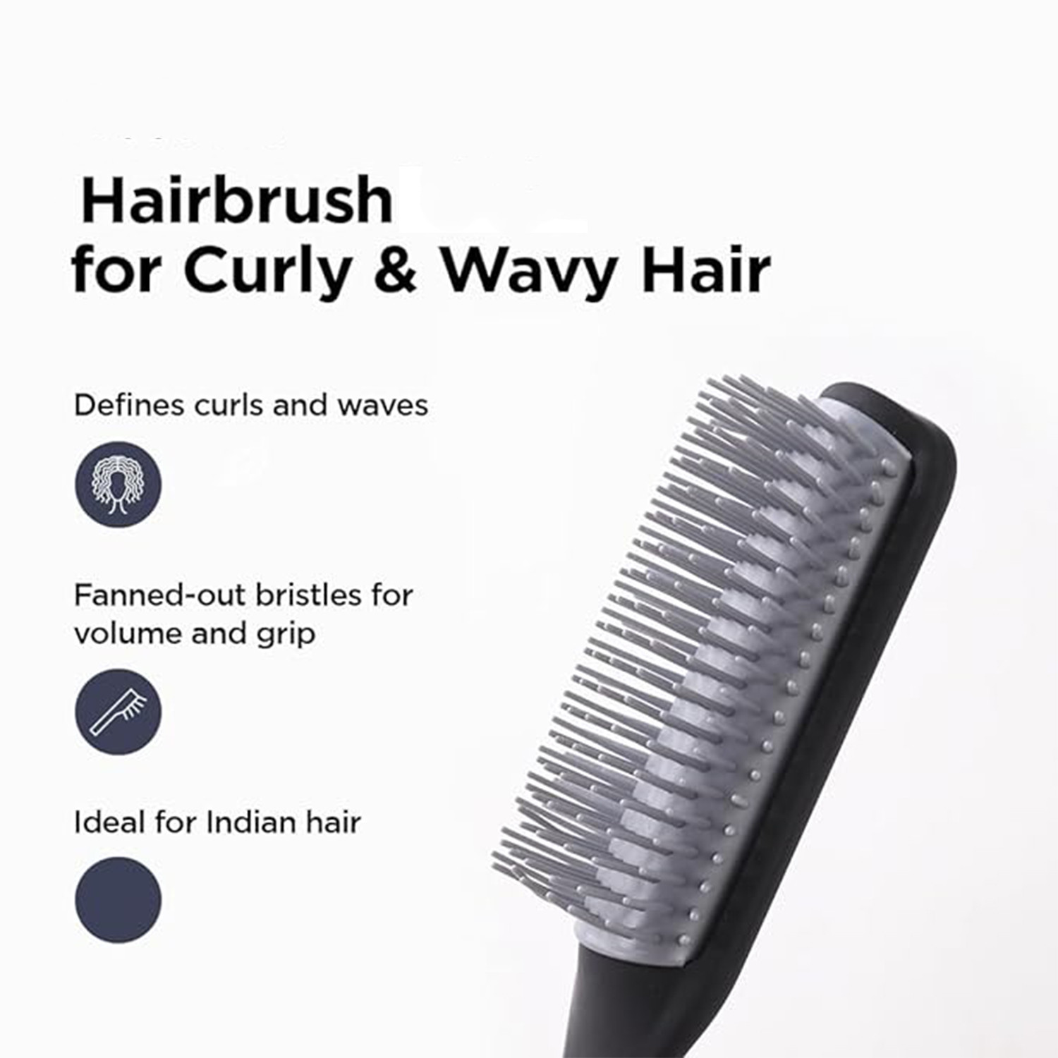 Kuber Industries Hair Brush | Bristles Brush | Hair Brush with Paddle | Brush for Curly wavy Hairs | Suitable For All Hair Types | Hair Brush Styling Hair | C19BLK | Black
