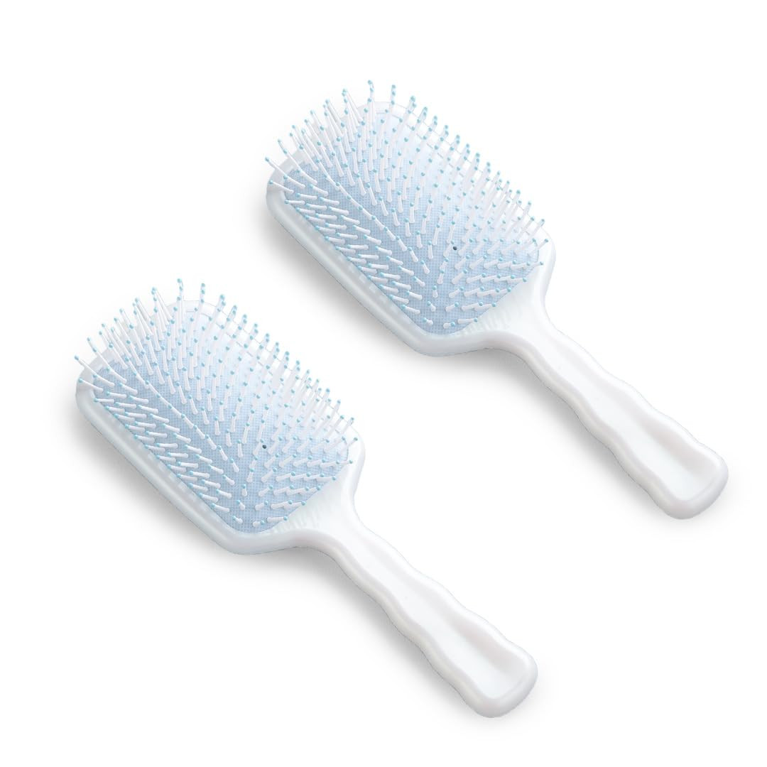 Kuber Industries Hair Brush | Bristles Brush | Hair Brush with Paddle | Detangles Hair Brush | Suitable For All Hair Types | Hair Brush Styling Hair | 2 Piece | XH45BLE | Blue