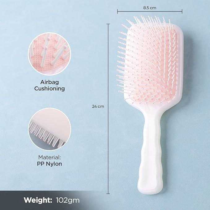 Kuber Industries Hair Brush | Bristles Brush | Hair Brush with Paddle | Detangles Hair Brush | Suitable For All Hair Types | Hair Brush Styling Hair | XH45PNK | Pink