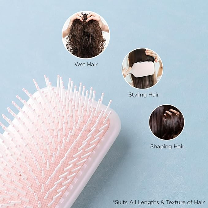 Kuber Industries Hair Brush | Bristles Brush | Hair Brush with Paddle | Detangles Hair Brush | Suitable For All Hair Types | Hair Brush Styling Hair | XH45PNK | Pink
