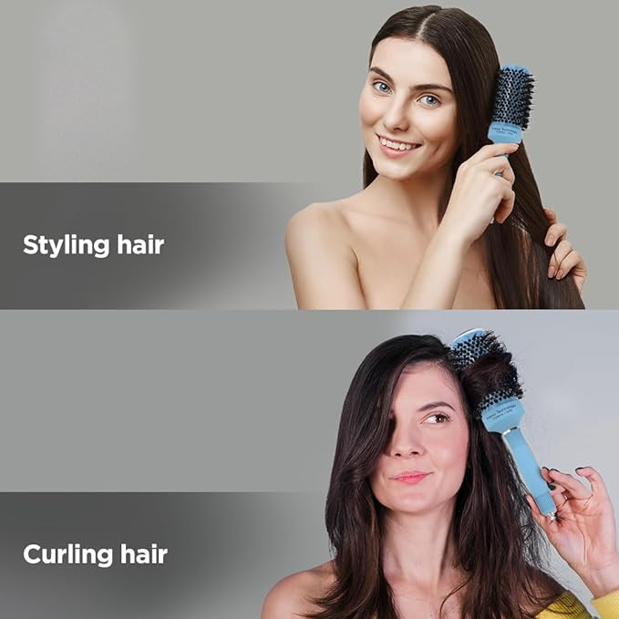 Kuber Industries Hair Brush | Bristles Brush | Hair Brush with Paddle | Sharp Hair Brush for Woman | Suitable For All Hair Types | Curling Round Brush | TGX525 | Sky Blue