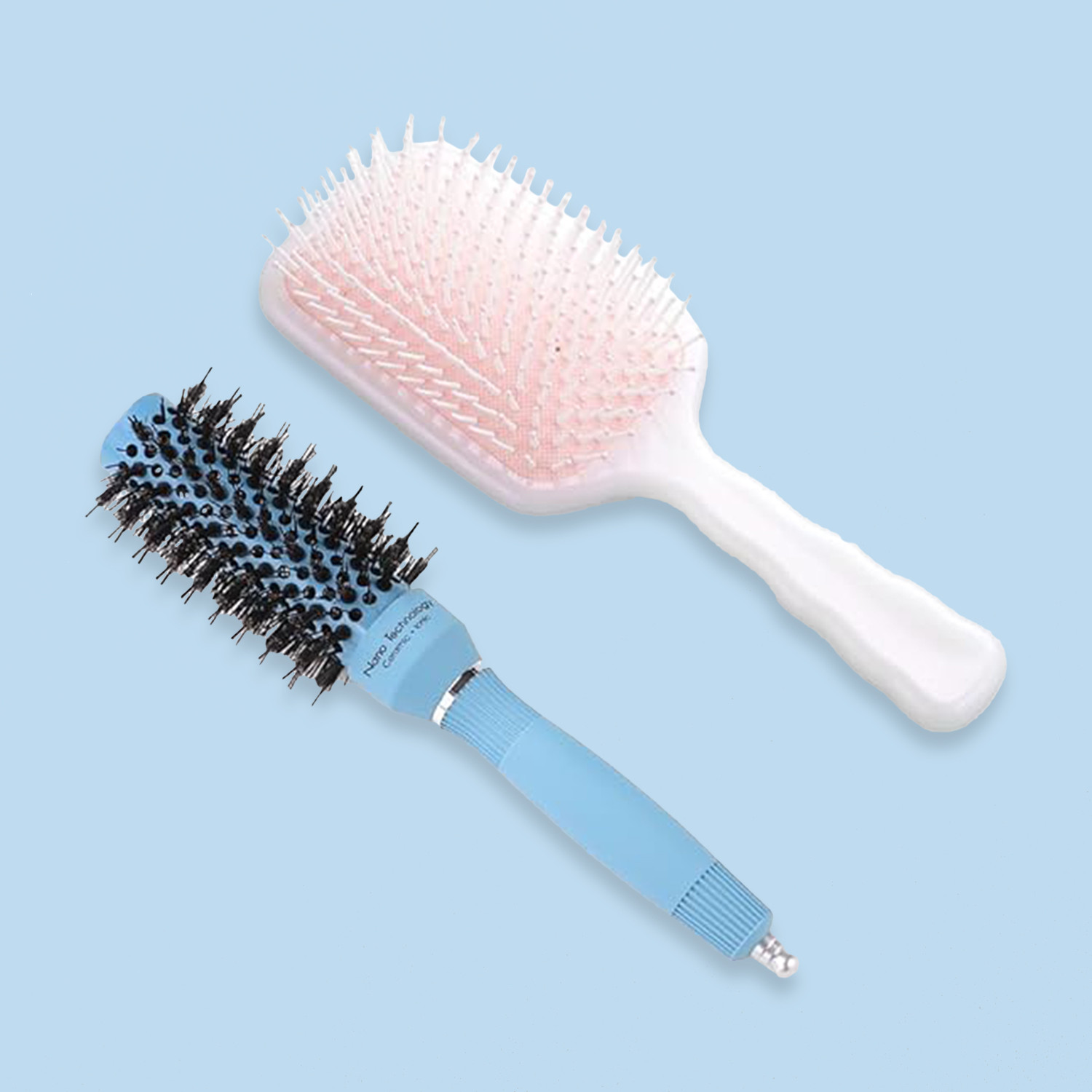 Kuber Industries Hair Brush | Bristles Brush | Hair Brush with Paddle | Sharp Hair Brush for Woman | Suitable For All Hair Types | TGX5232-XH45PNK | Ice Blue & Pink